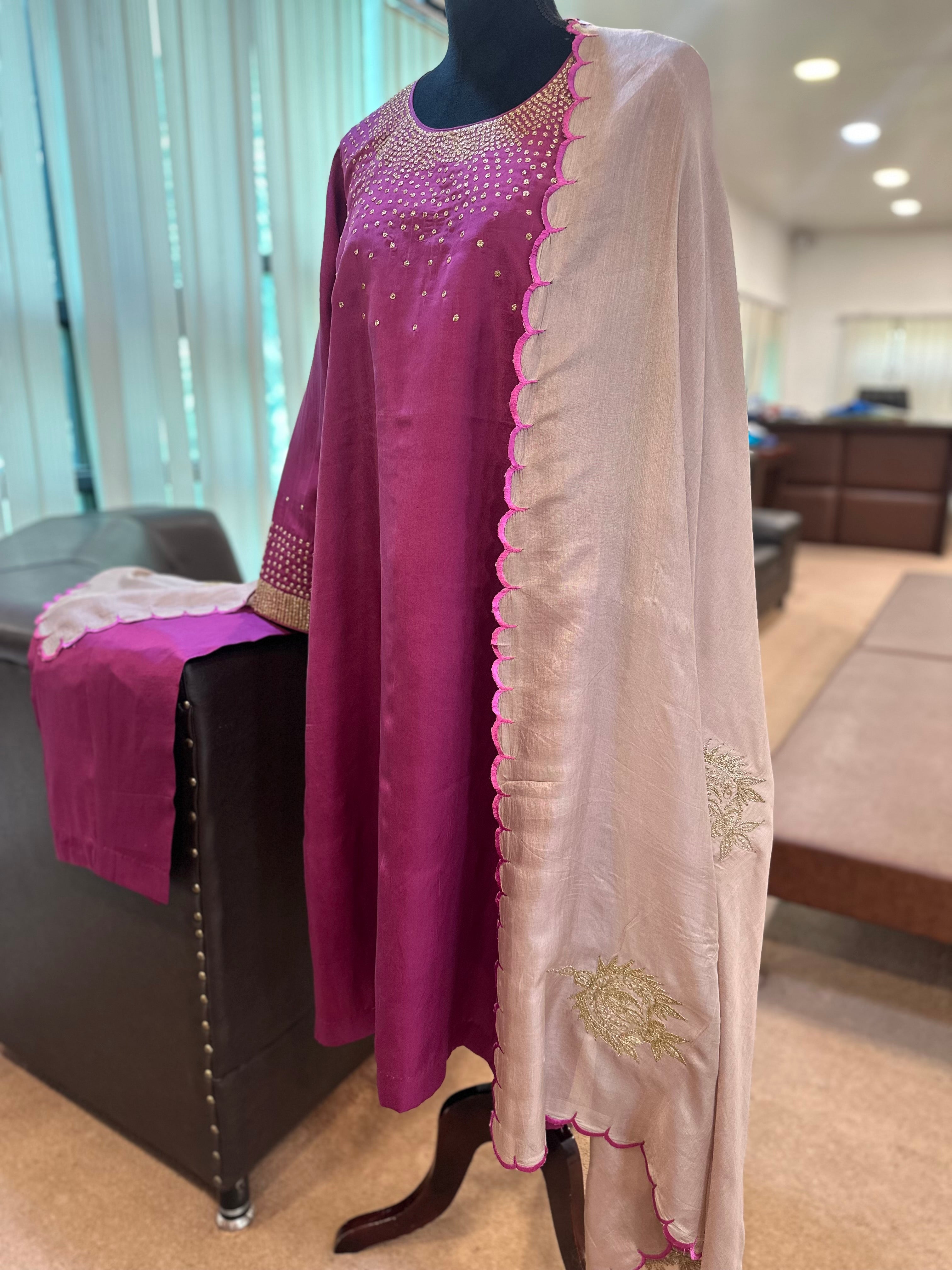 Puresilk 3 piece kurta set mtks837