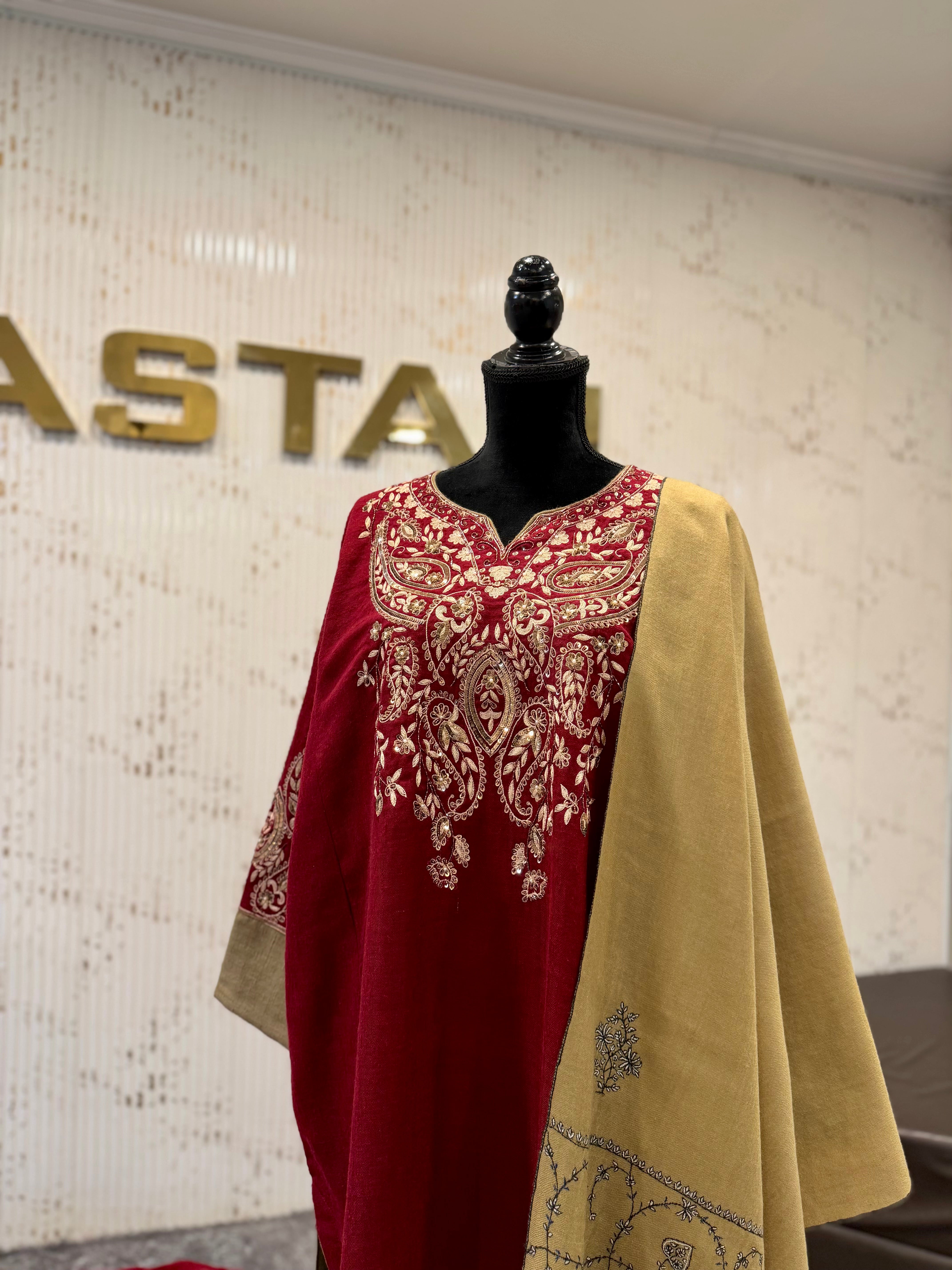 Purepashmina blend pheran set pwb533