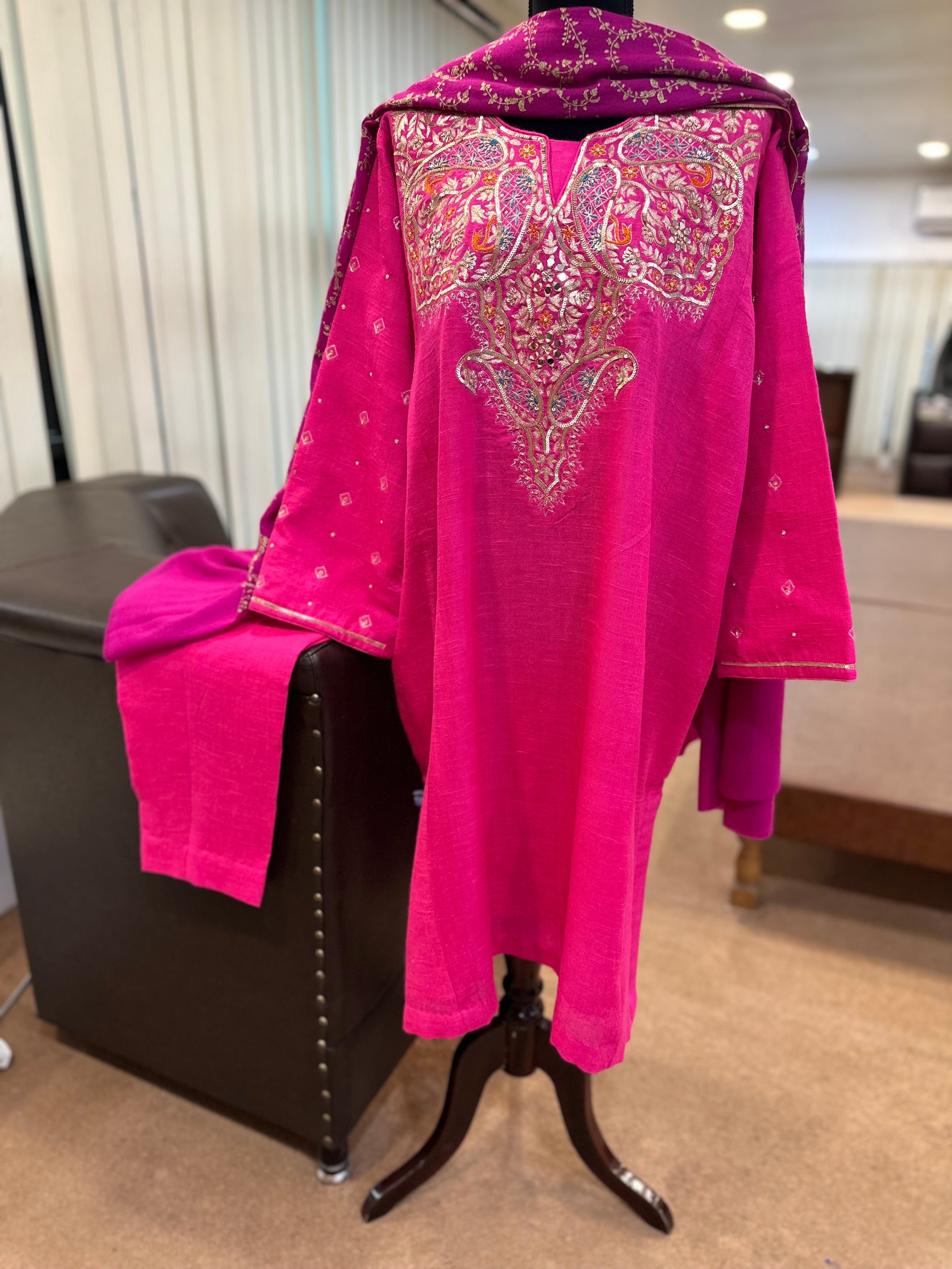 Purepashmina blend pheran set 2 pc