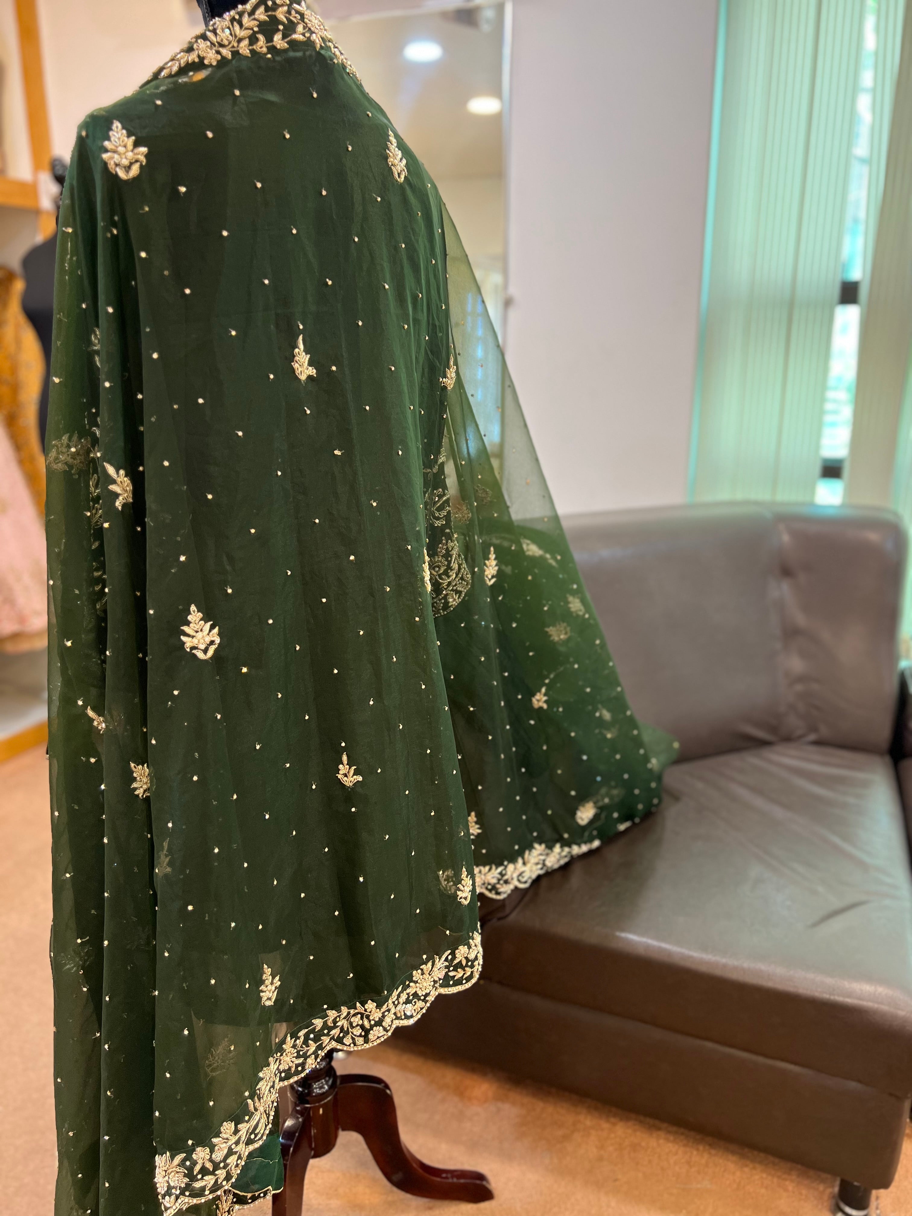 Green georgette gharara dress