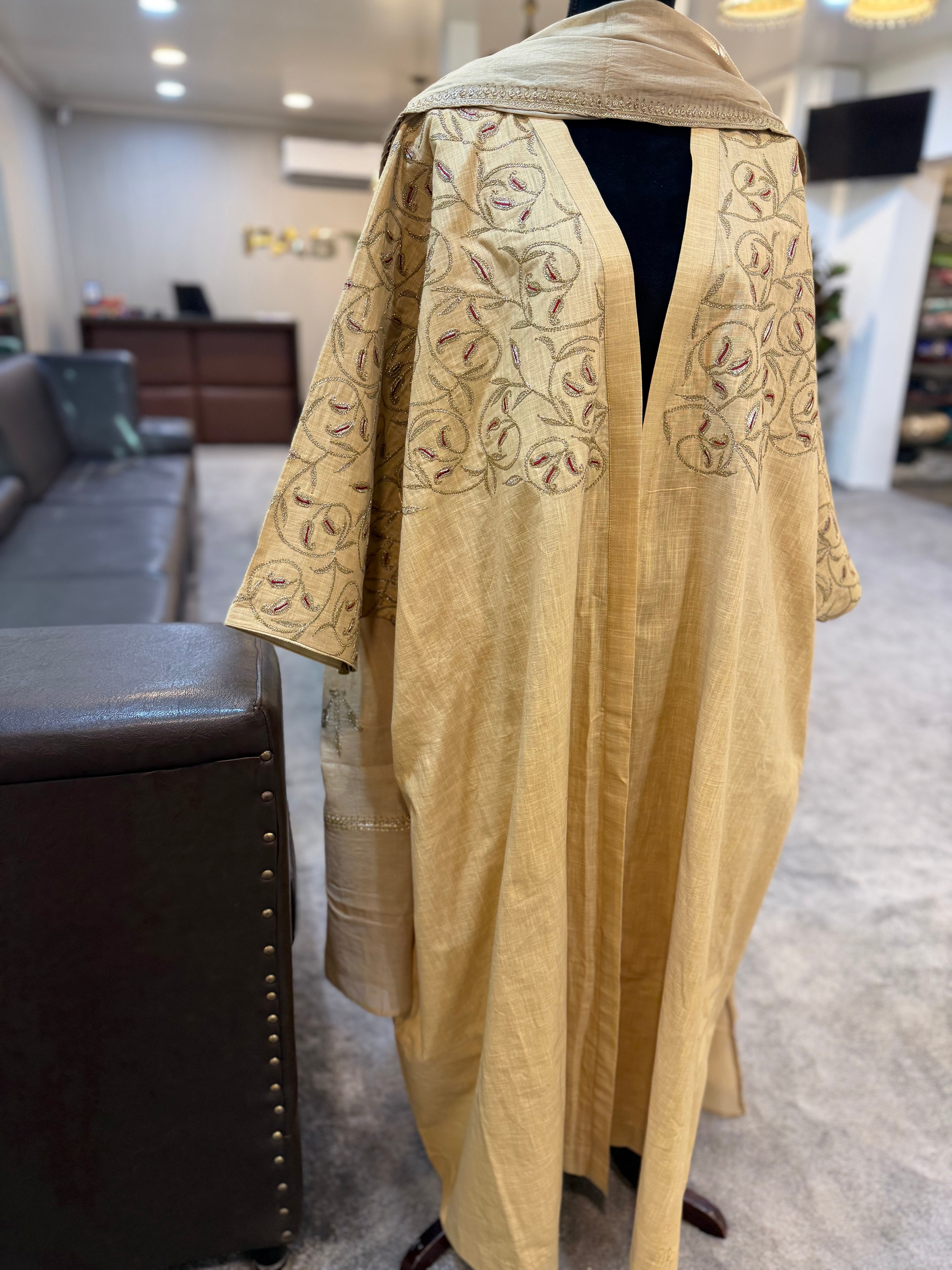 Purelinen cotton Kaftaan abaya with tillawork