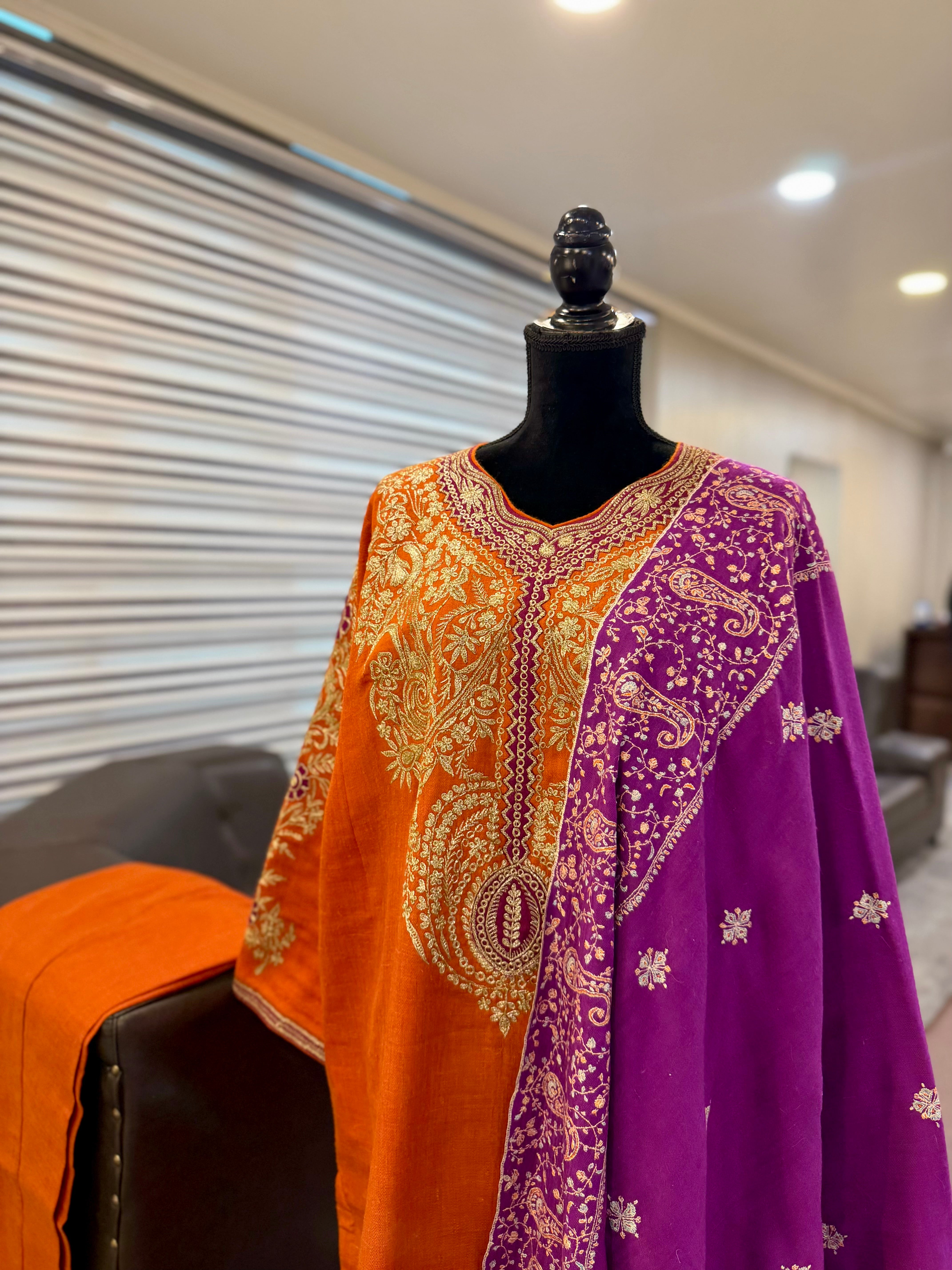 Purepashmina blend 2 piece pheran set Pwb536