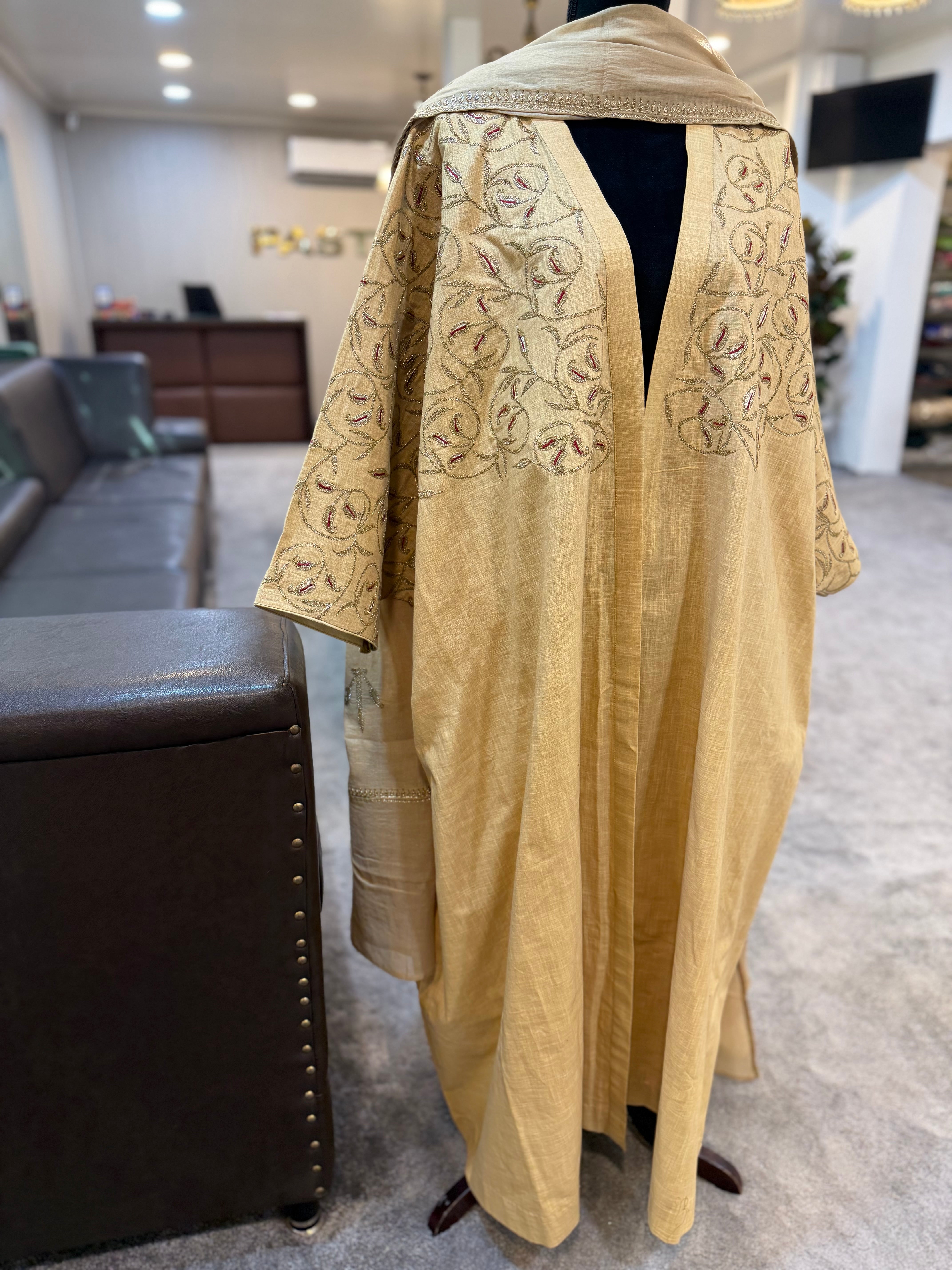 Purelinen cotton Kaftaan abaya with tillawork
