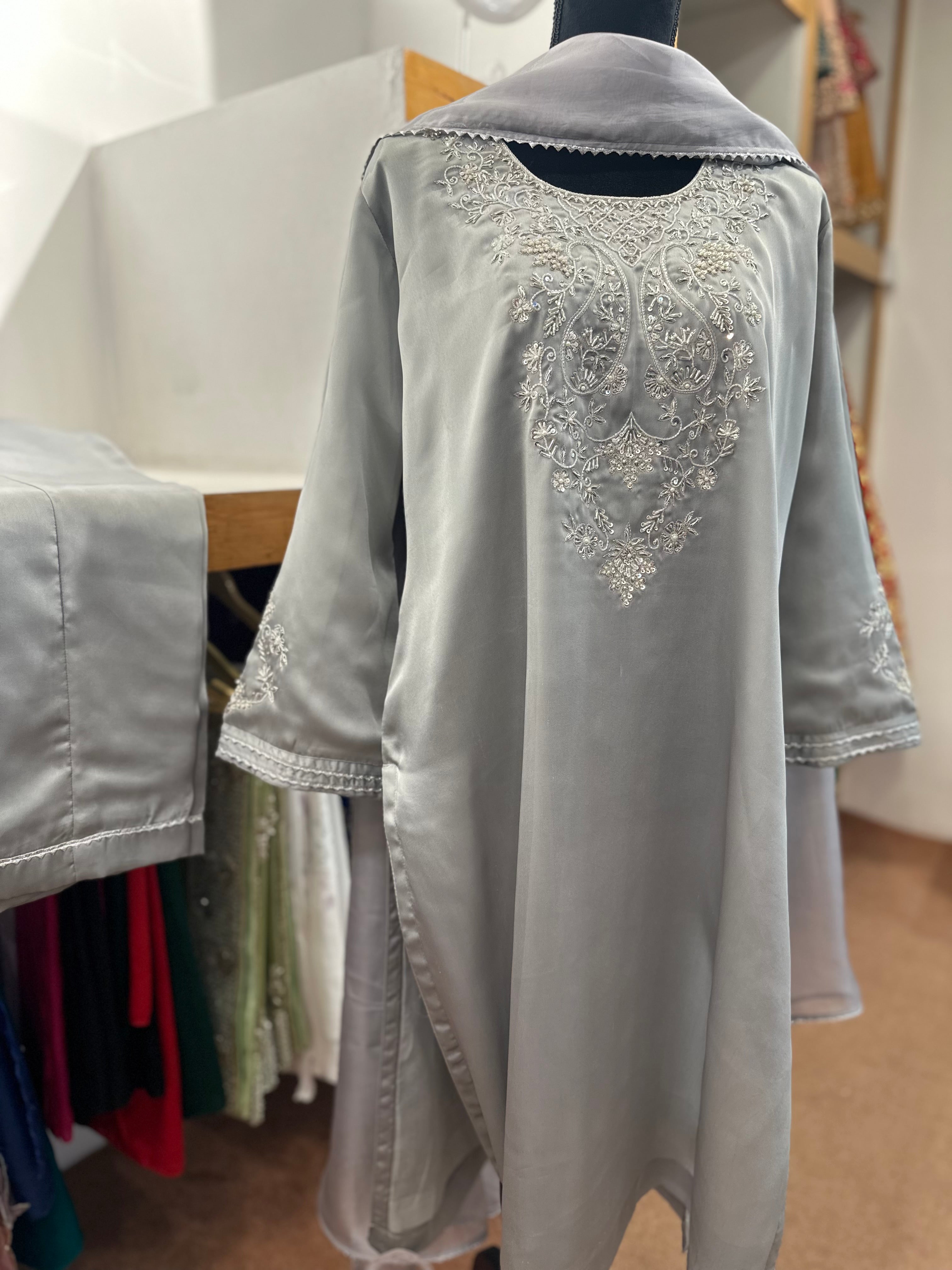 Grey Handwork kurta set pbks807