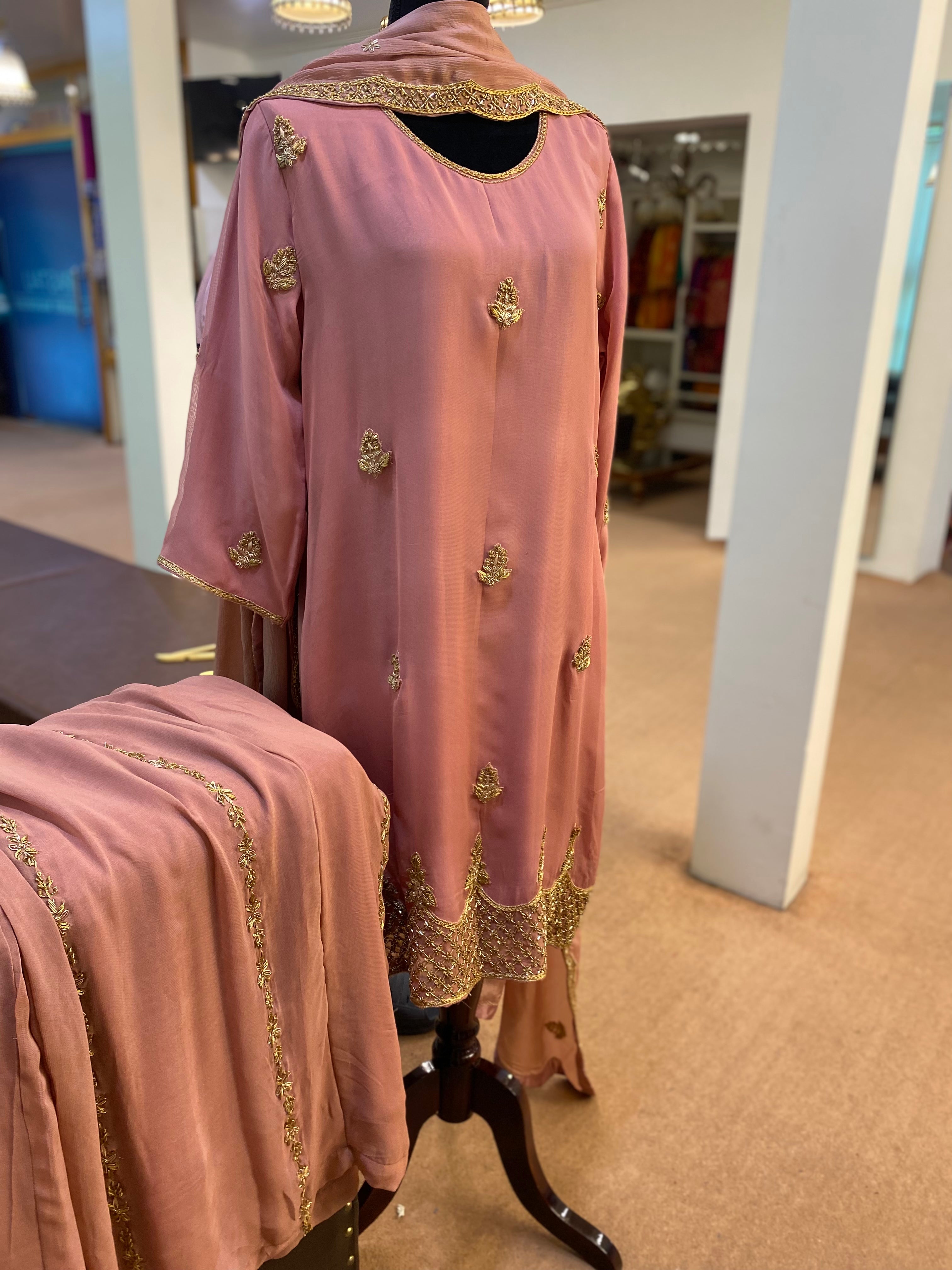 Hand embroidered sharara dress