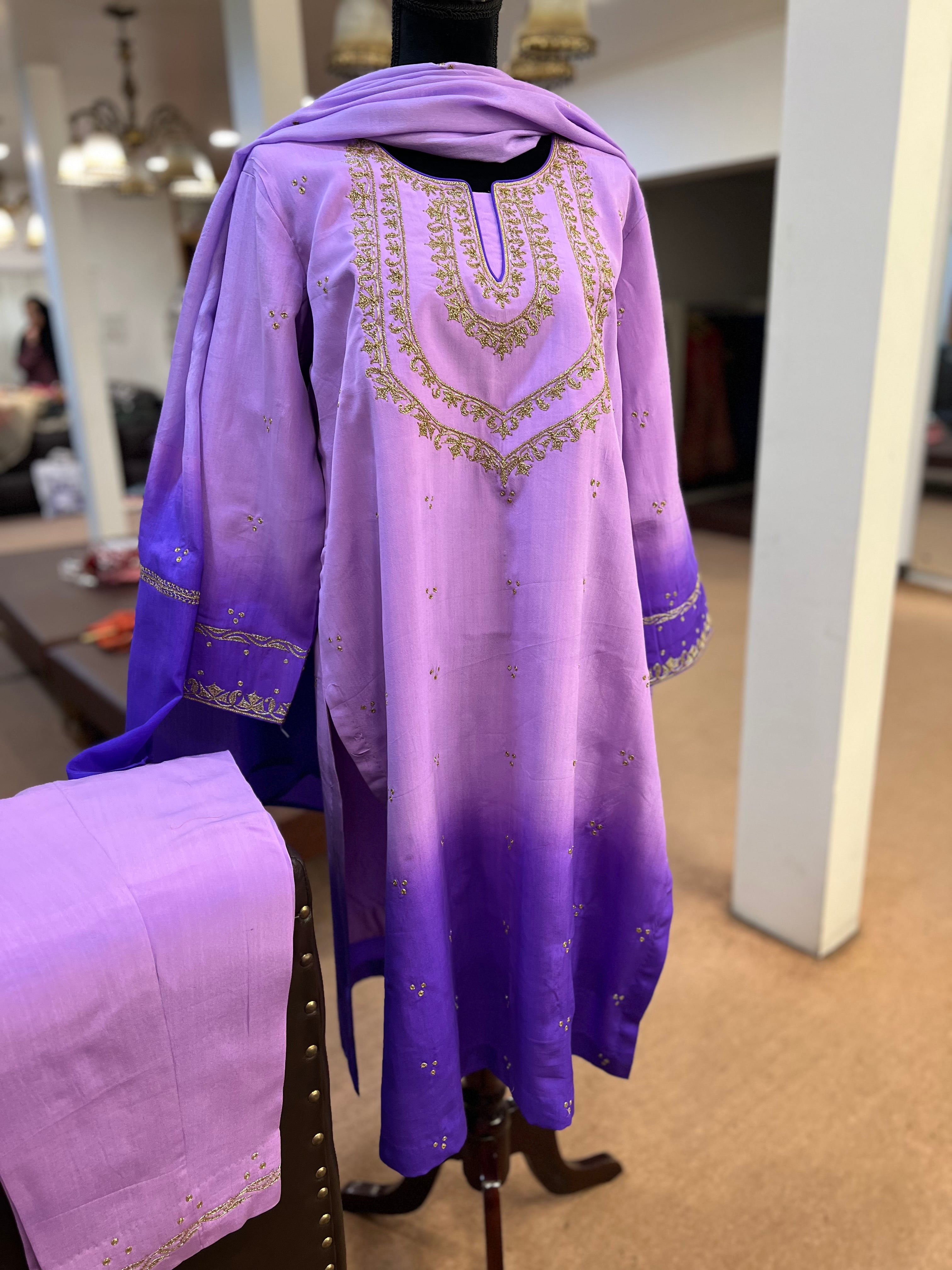 Pure crepe kurta set 3pc stitched Mtks819