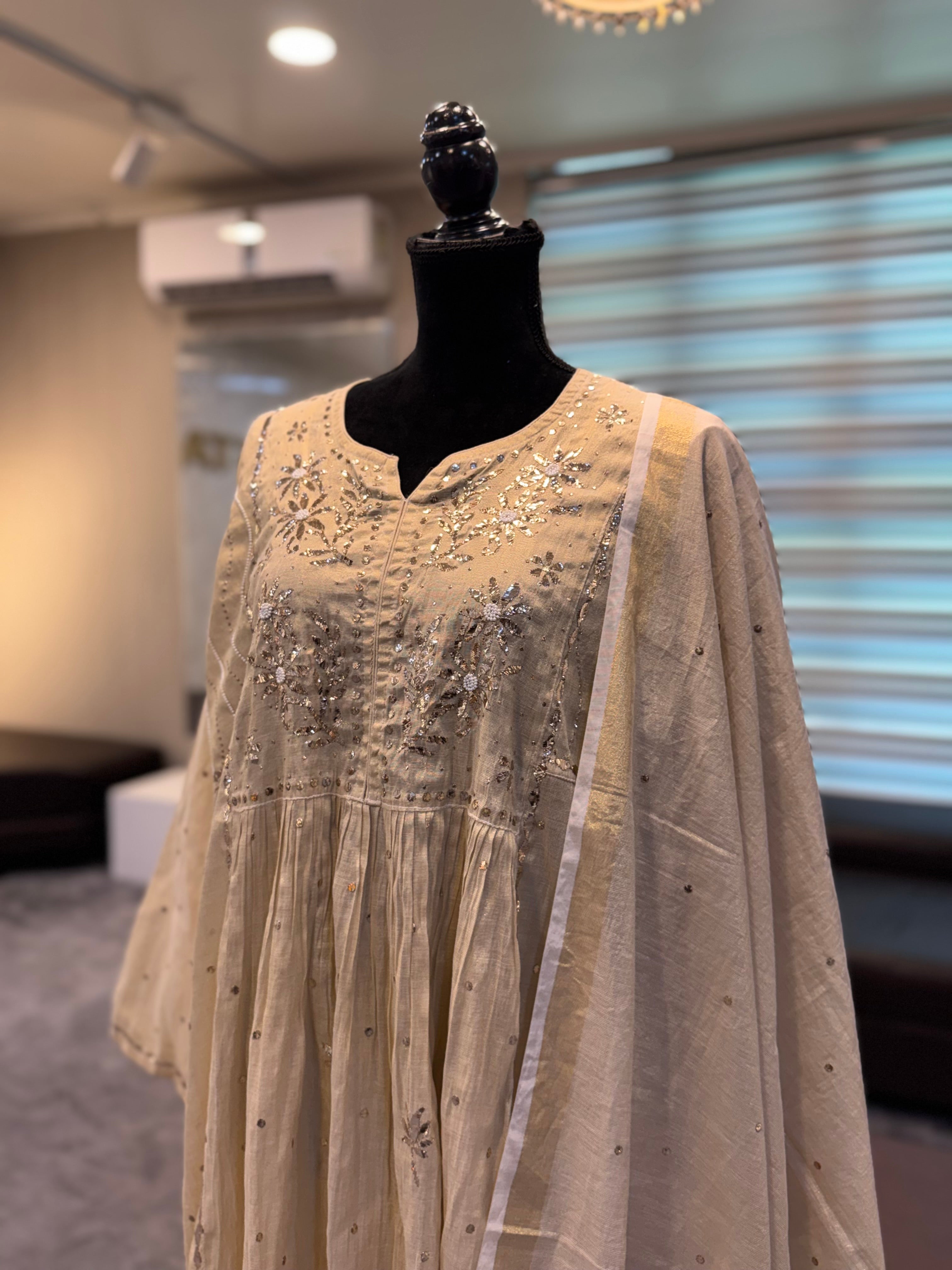 Pure mul chanderi gown pbks160