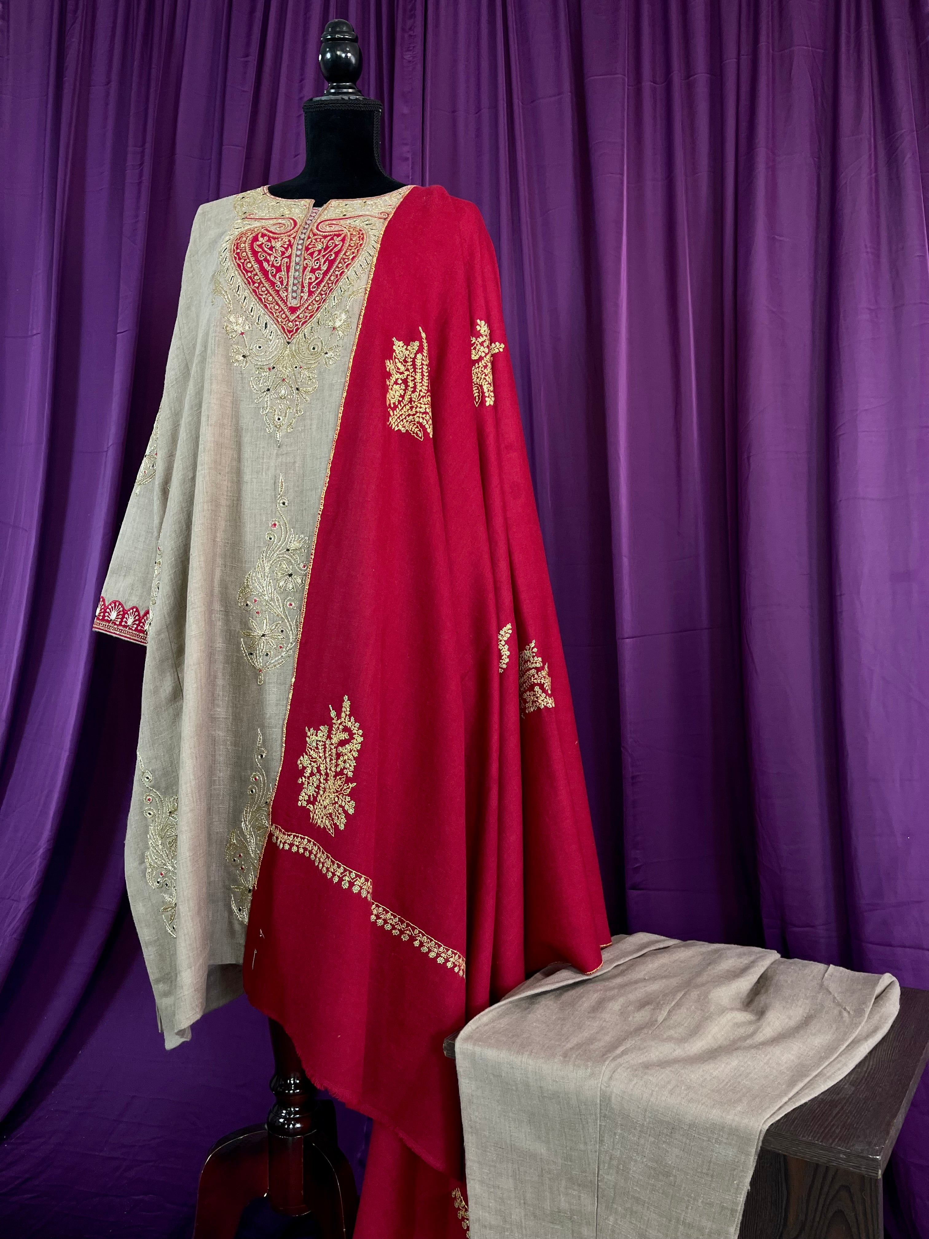 Purepashmina blend pheran set pwb495