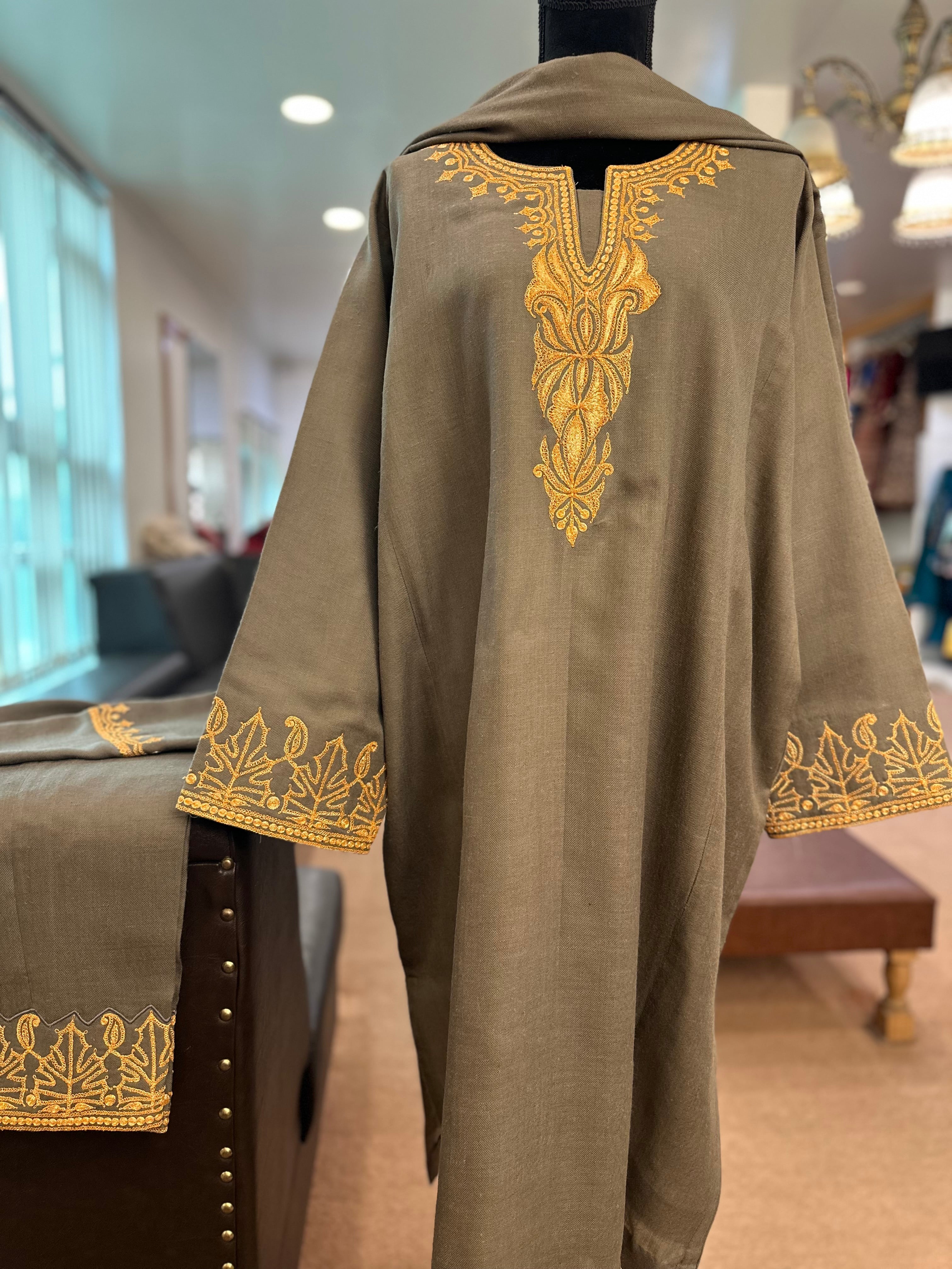 Purepashmina blend pheran set Pwb306