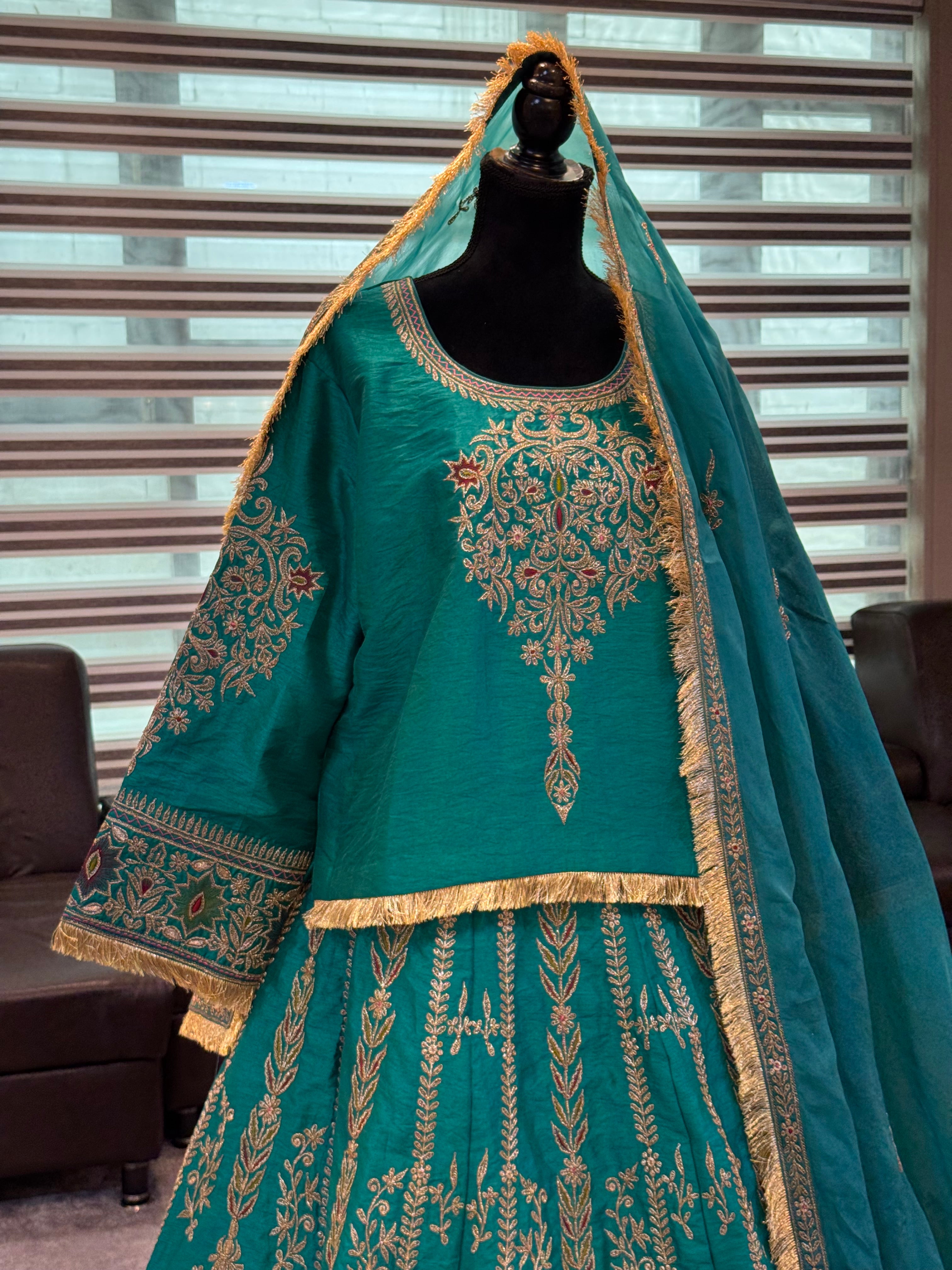Kashmiri tilla work lehanga