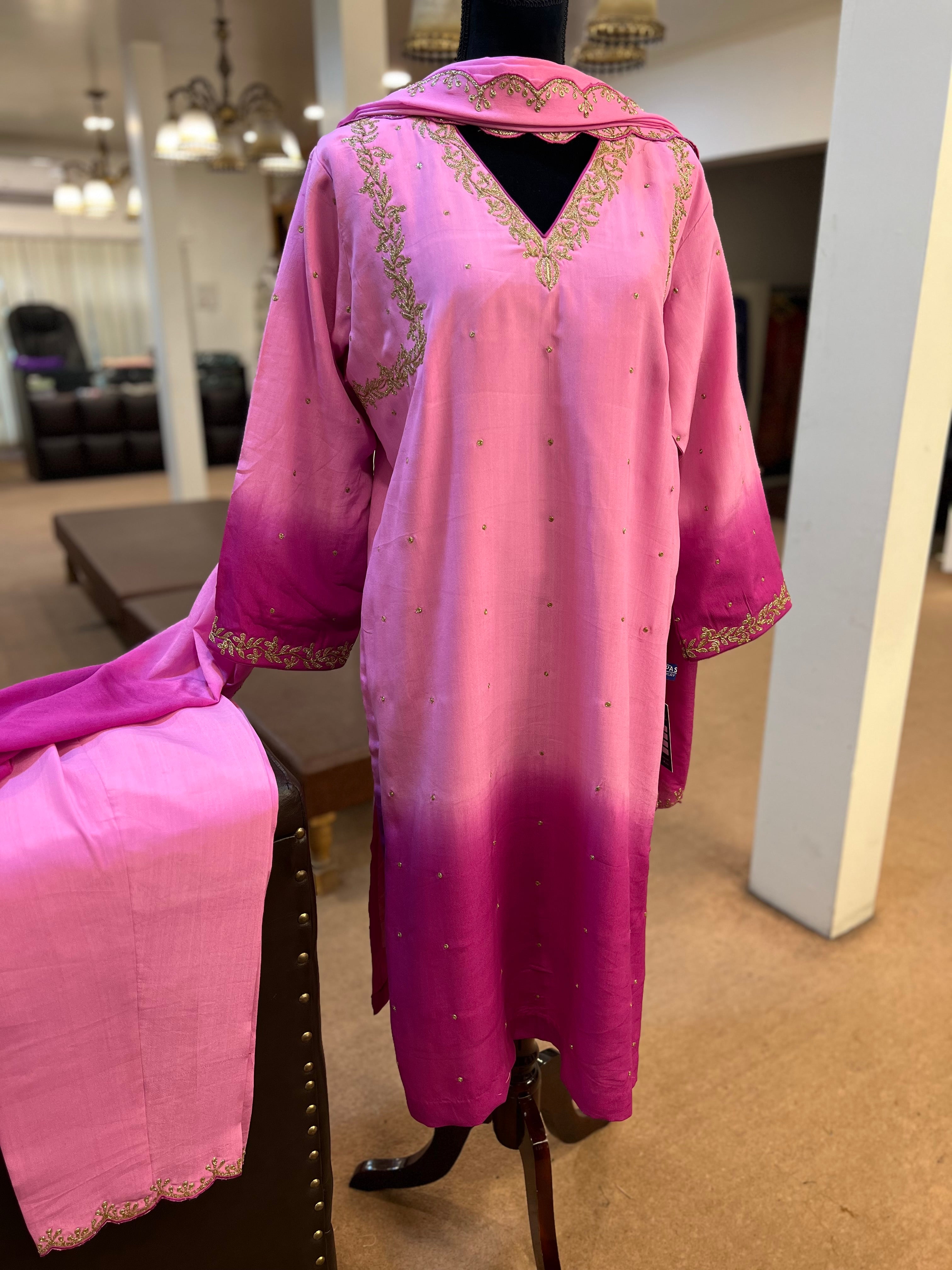 Pure crepe kurta set 3pc stitched MTKS816