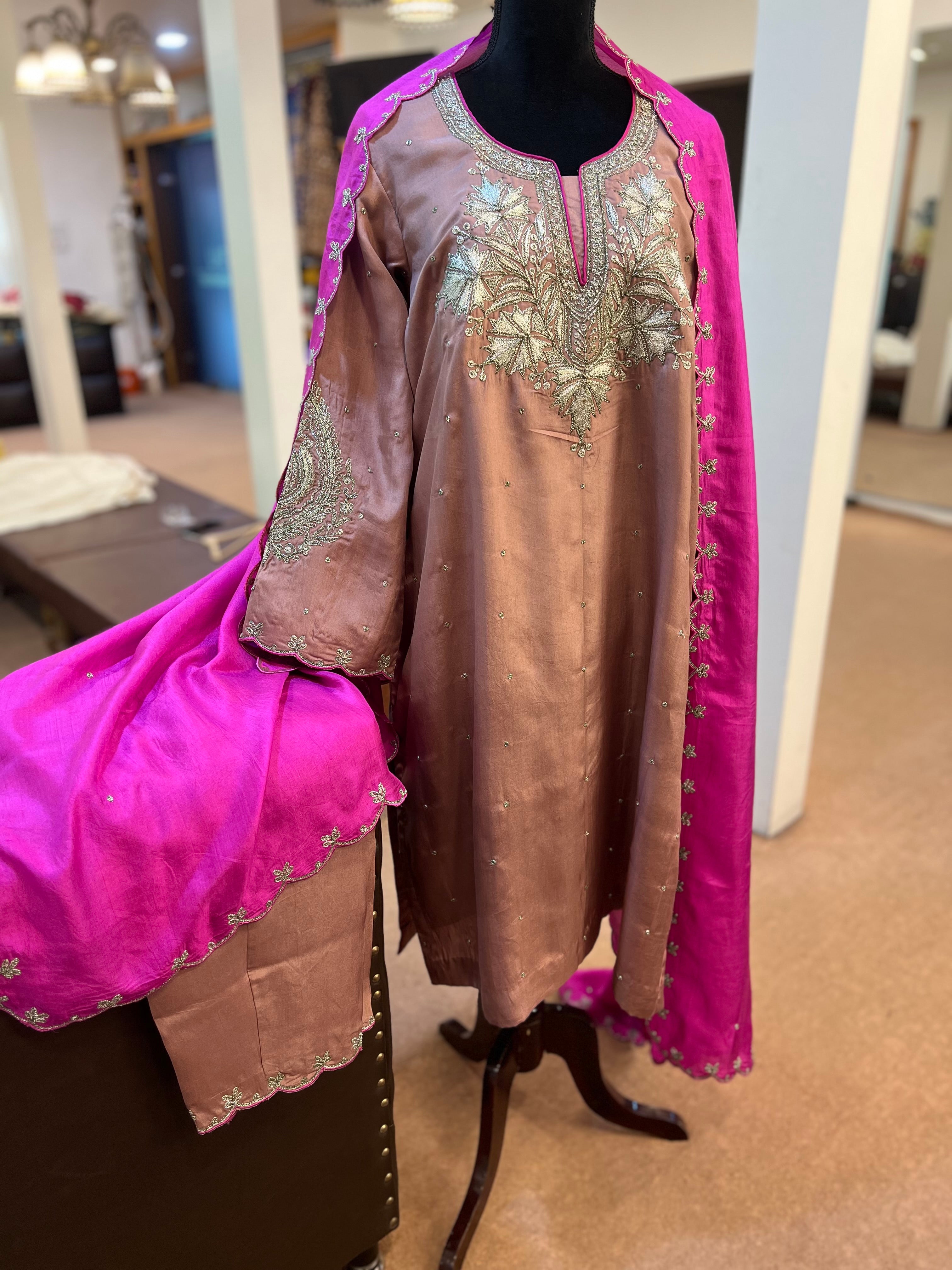 Pure silk kurta set 3pc stitched