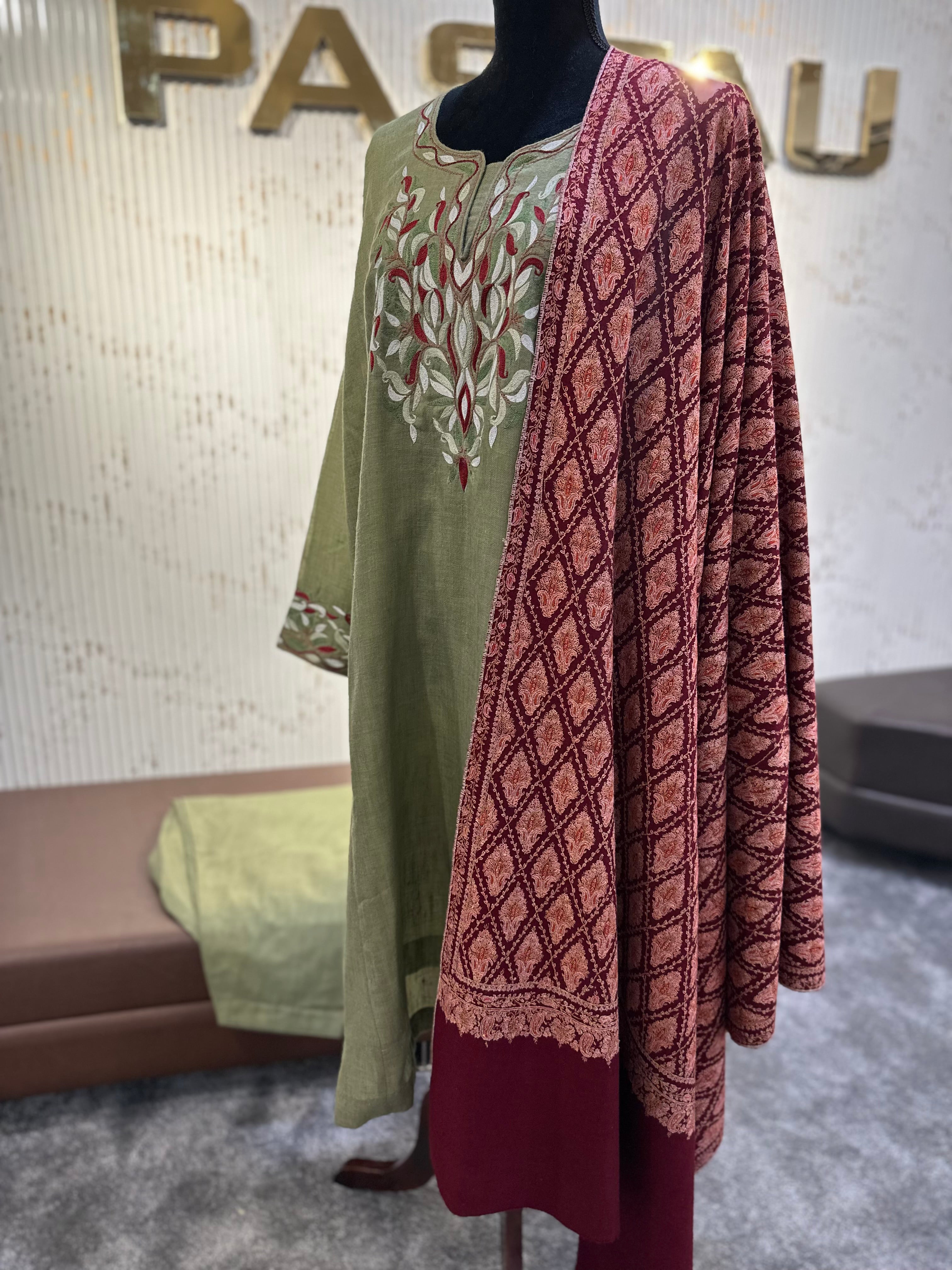 Purepashmina blend pheran set pwb515