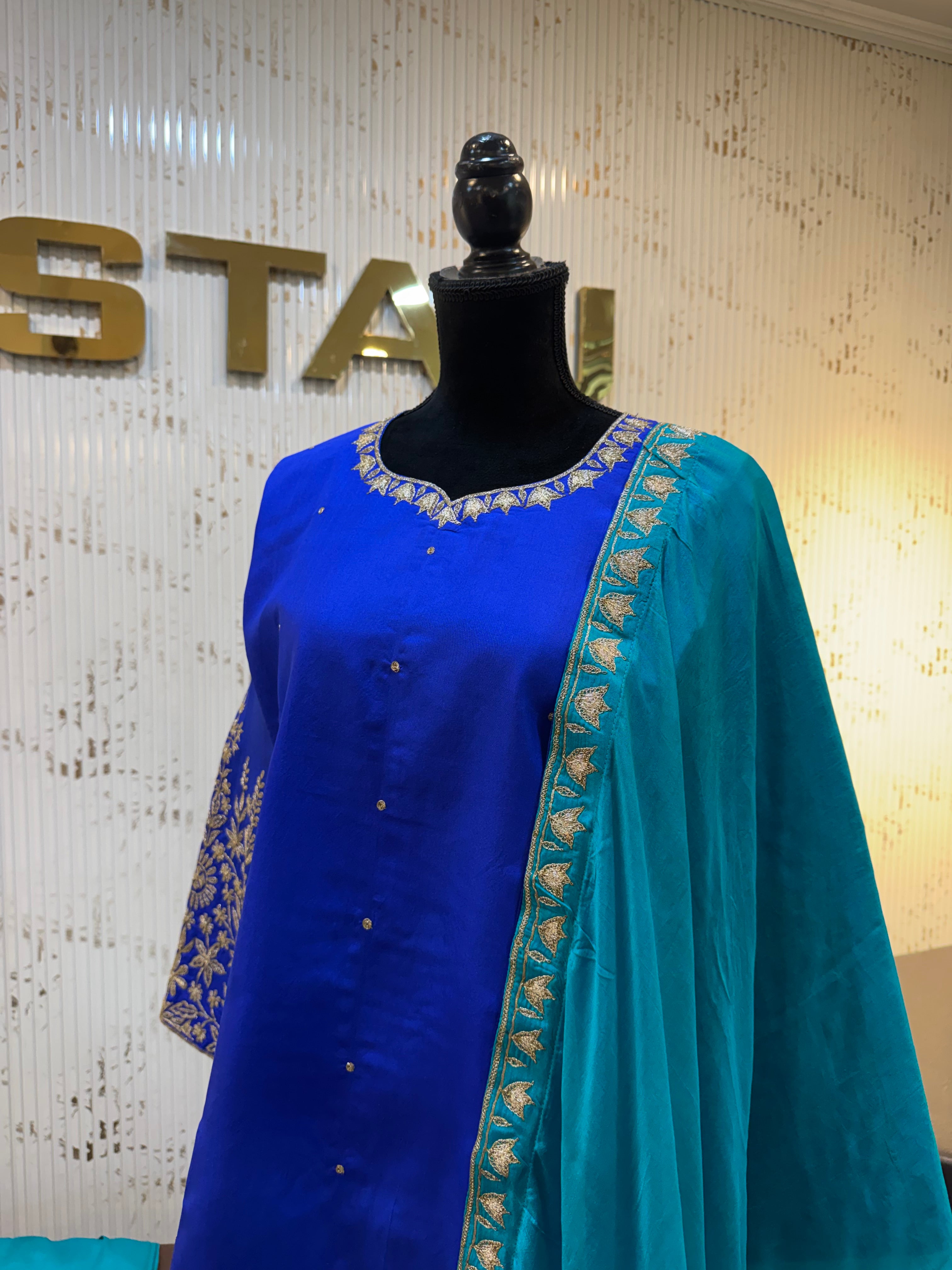 Blue Pure Silk 3PC