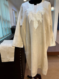 Pure pashmina blend pheran set with kashmiri doav embroidery