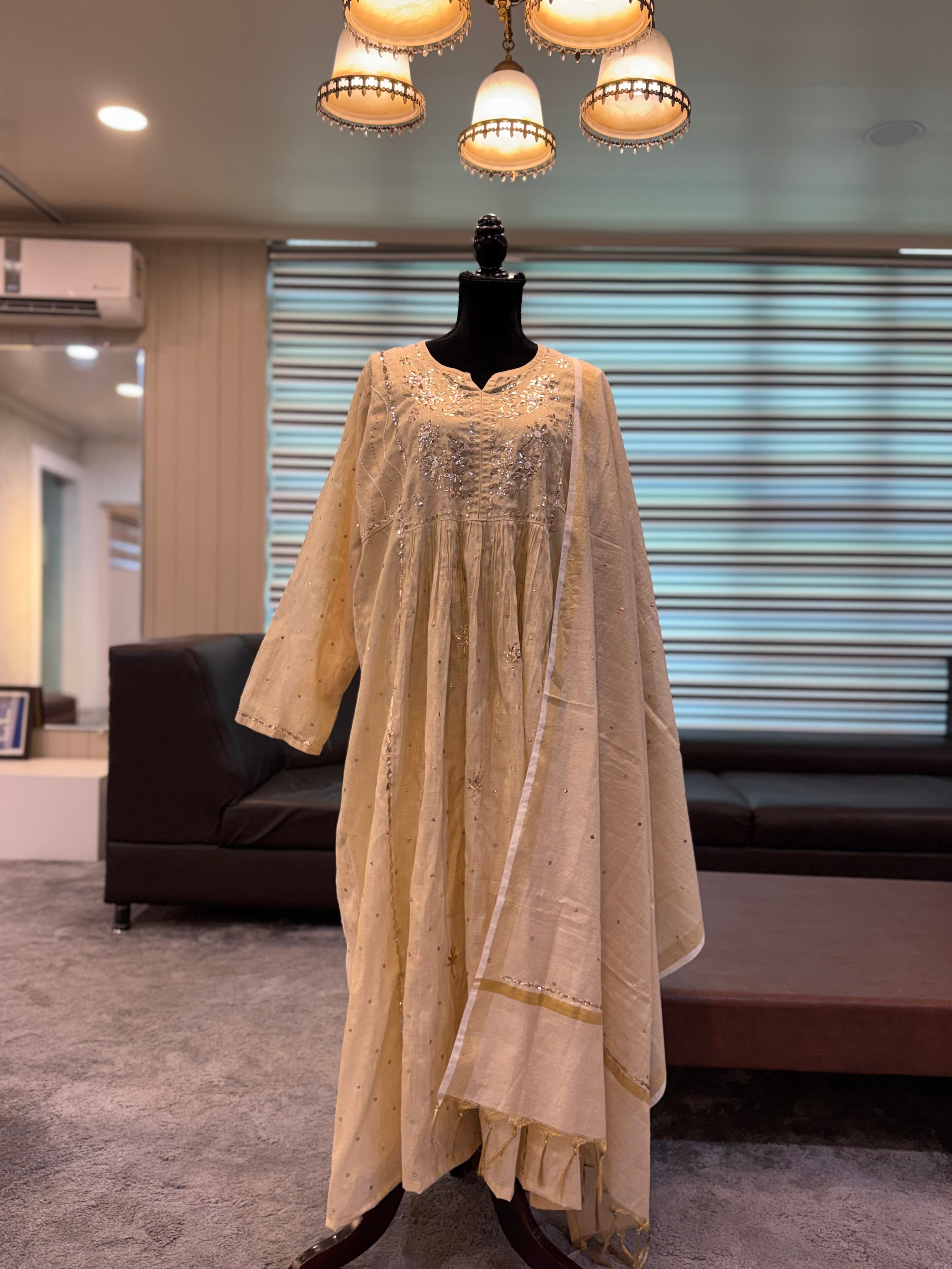 Pure mul chanderi gown pbks160