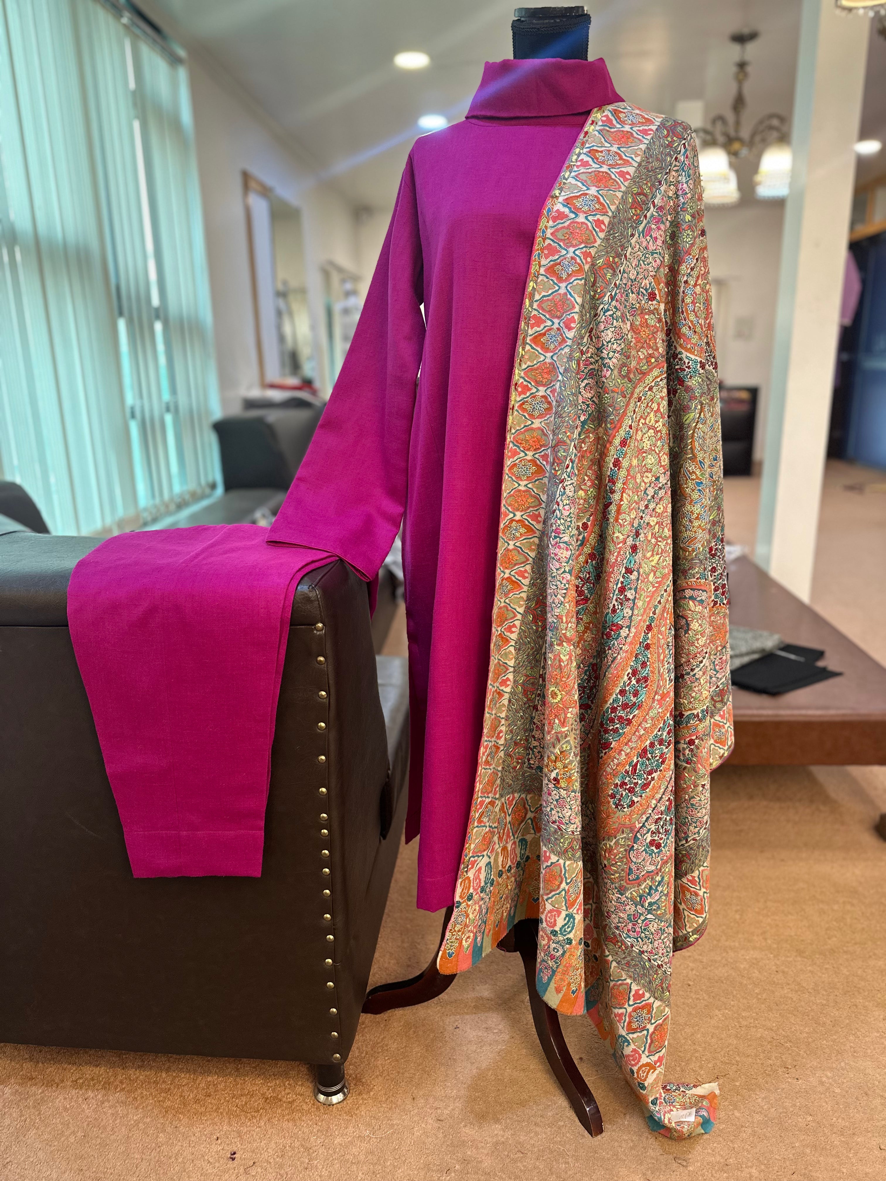 Pure pashmina blend kurta set 2pc (shawl seperate)