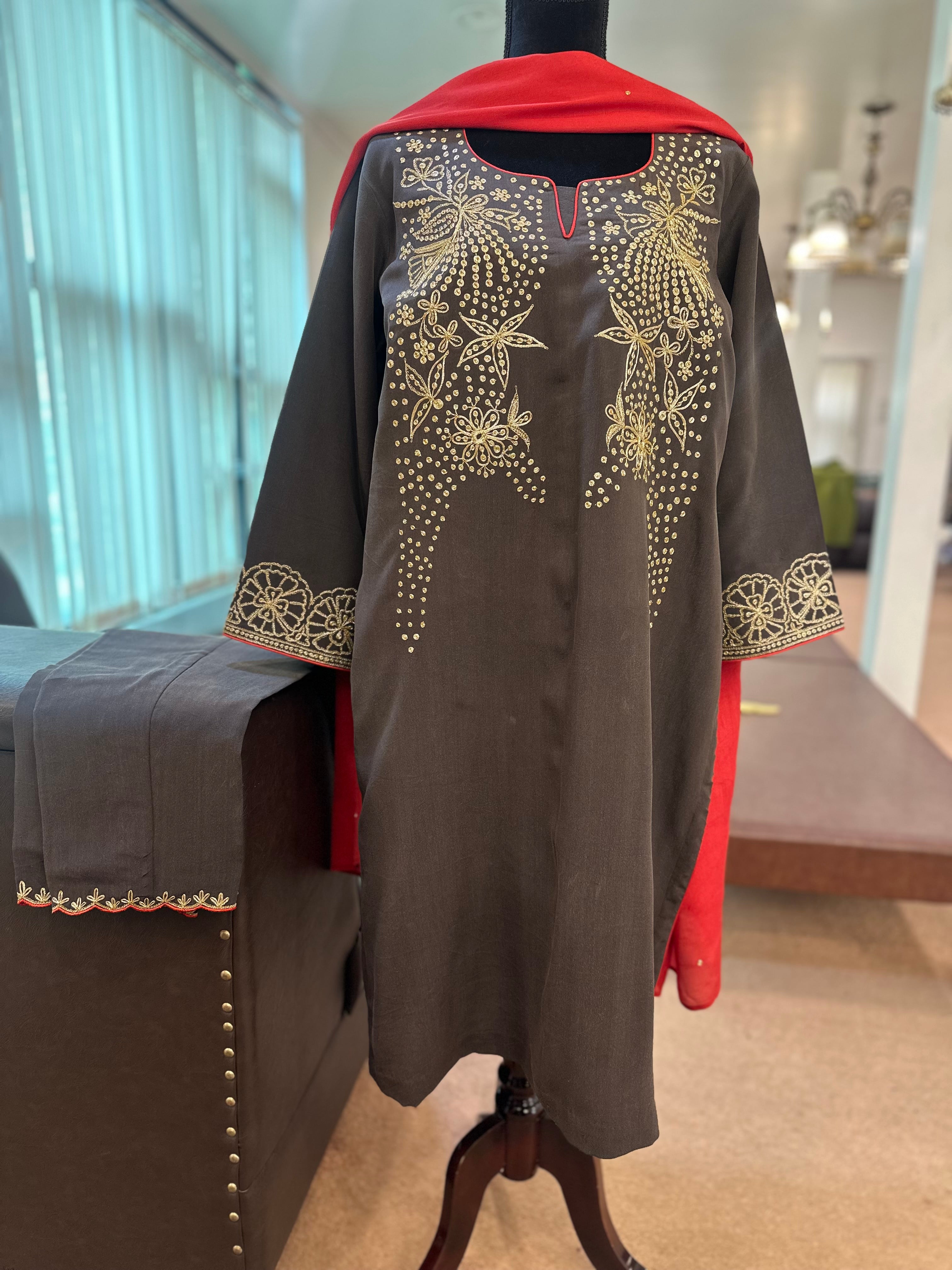 Pure crepe 3 piece kurta set mtks804