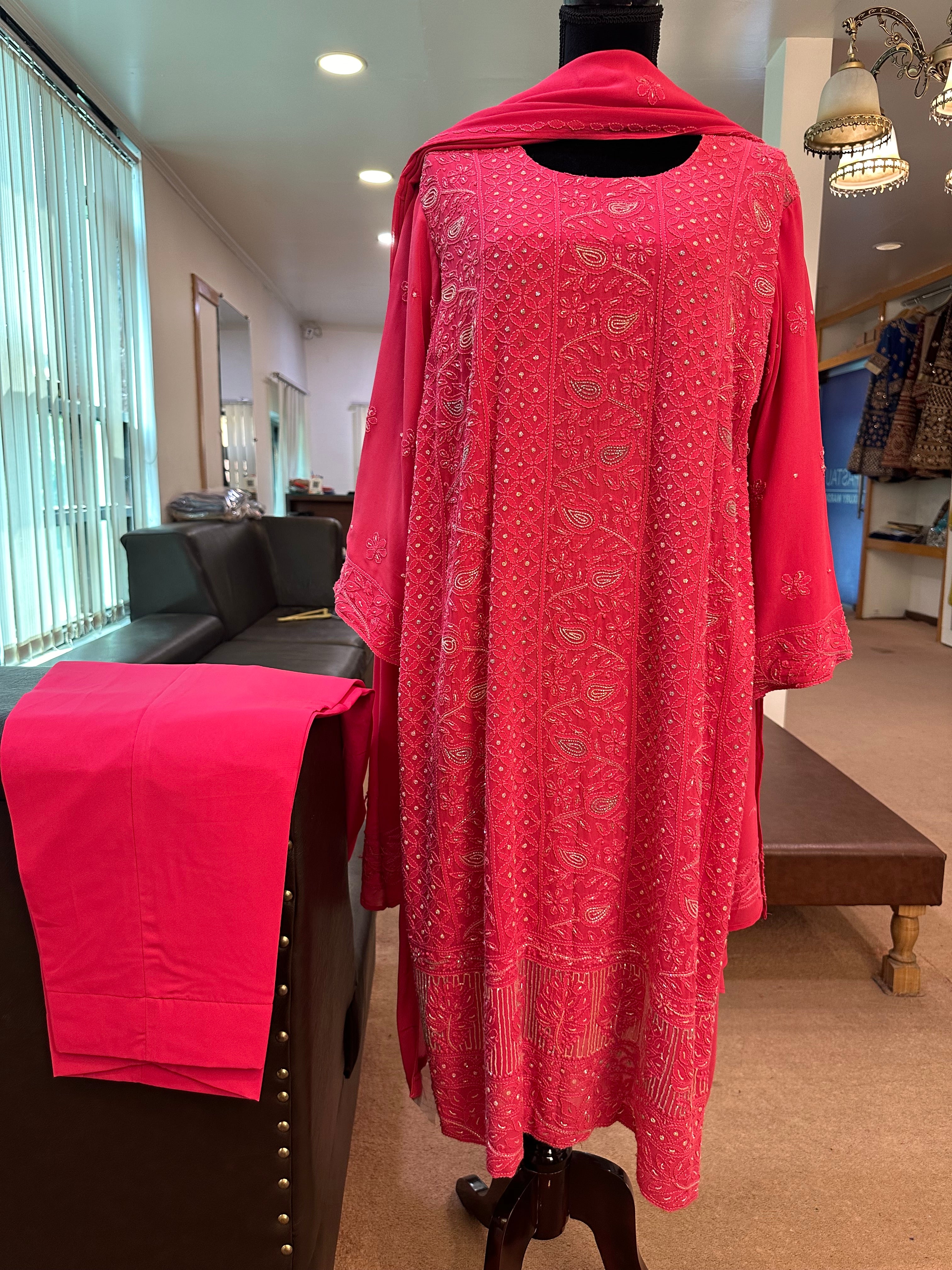 Handwork chickenkari suit Pbks855