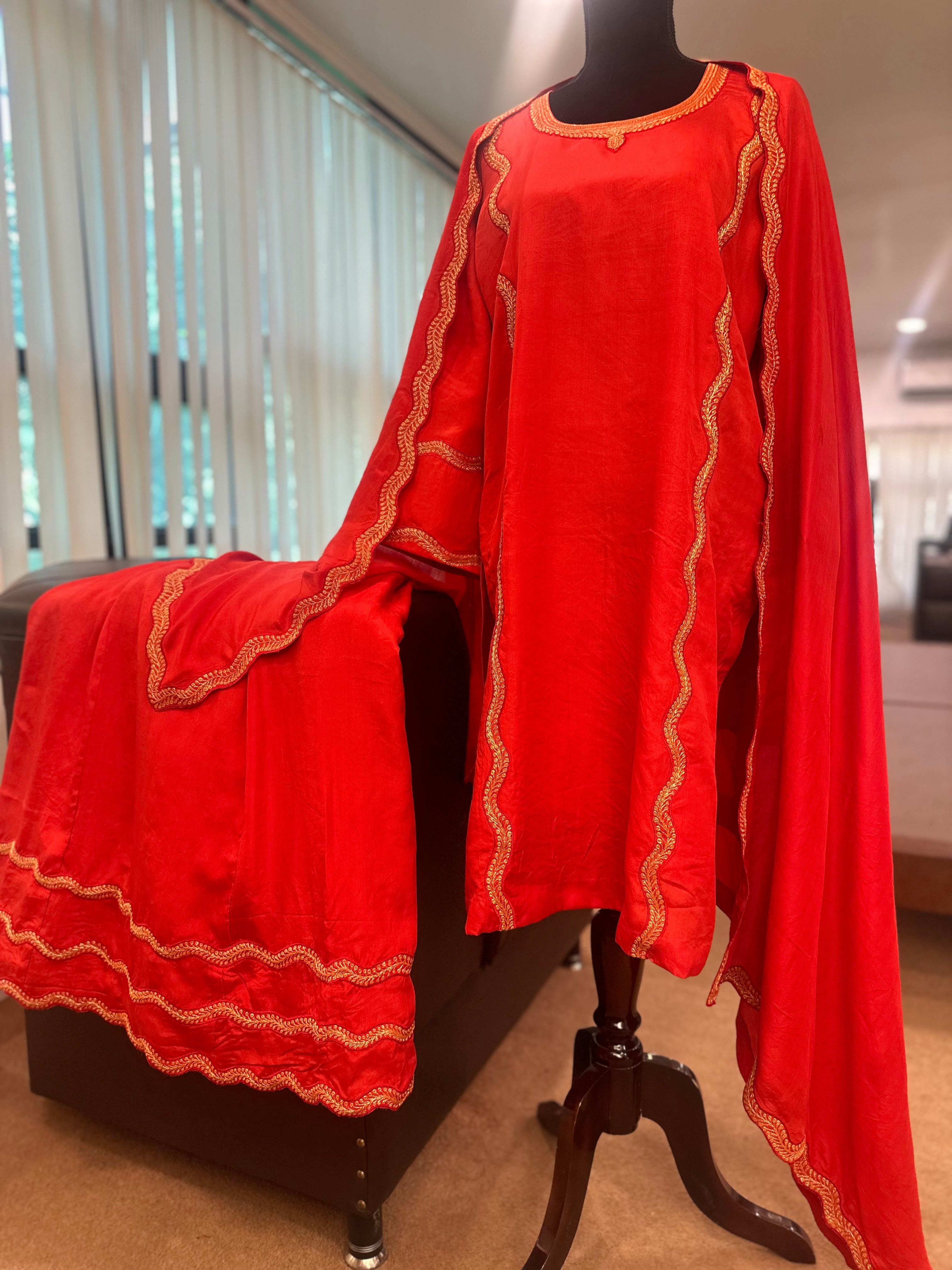 Puresilk tilla sharara dress 3 piece