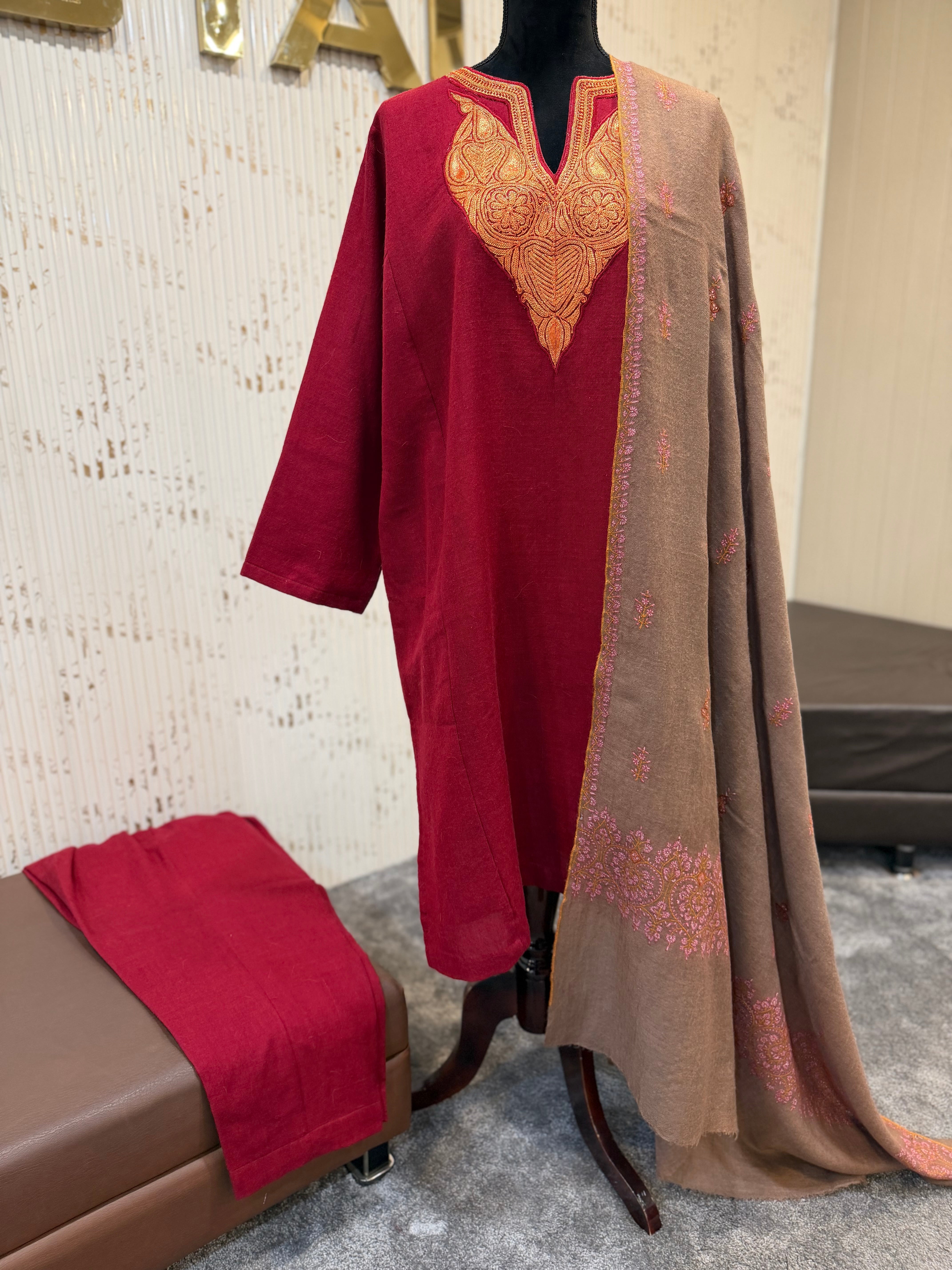 Purepashmina blend pherann set pwb 548