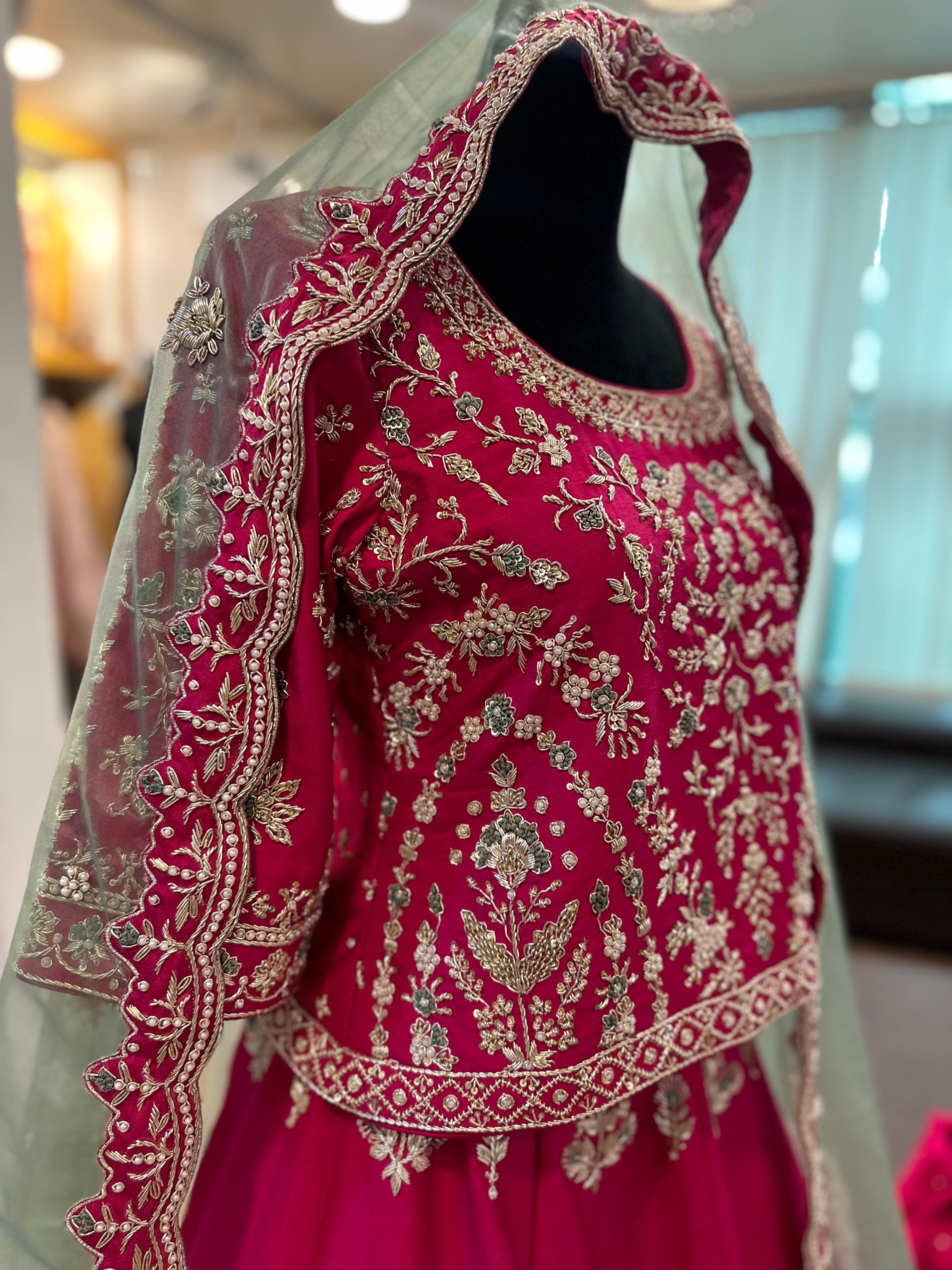 Raw silk lehanga pink