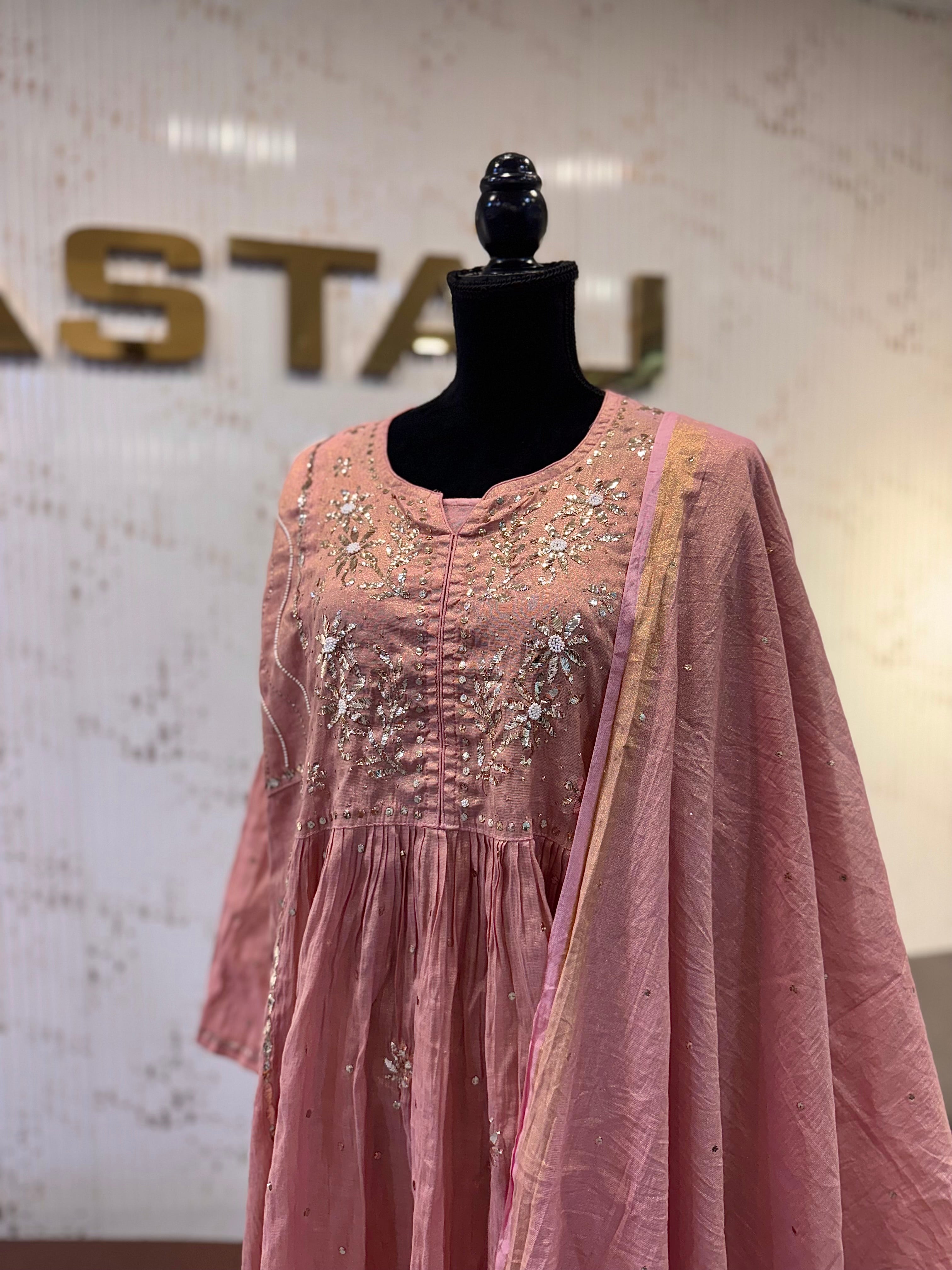 Pure mul chanderi gown pbks160