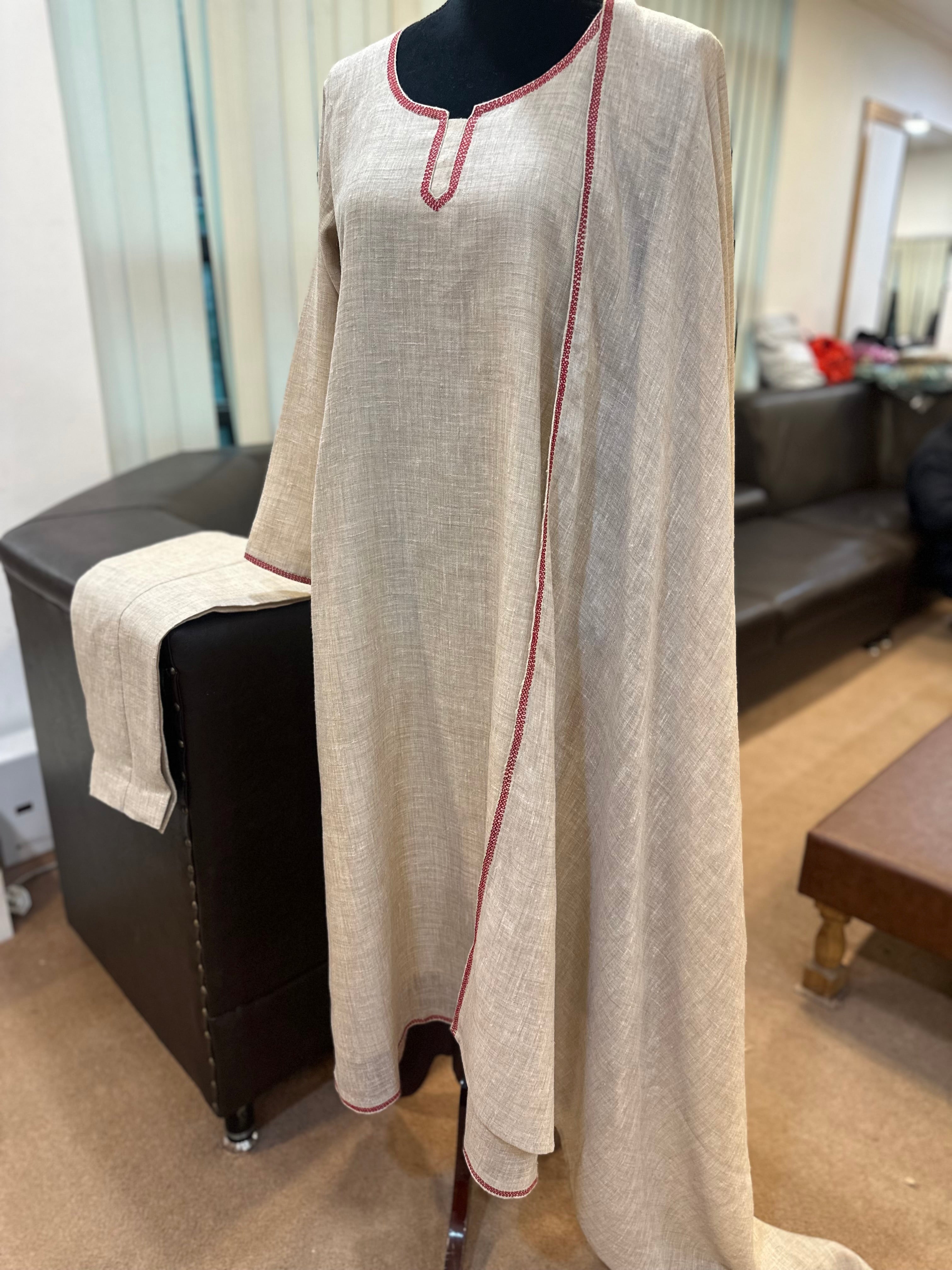 Purepashmina blend kurta set natural shade