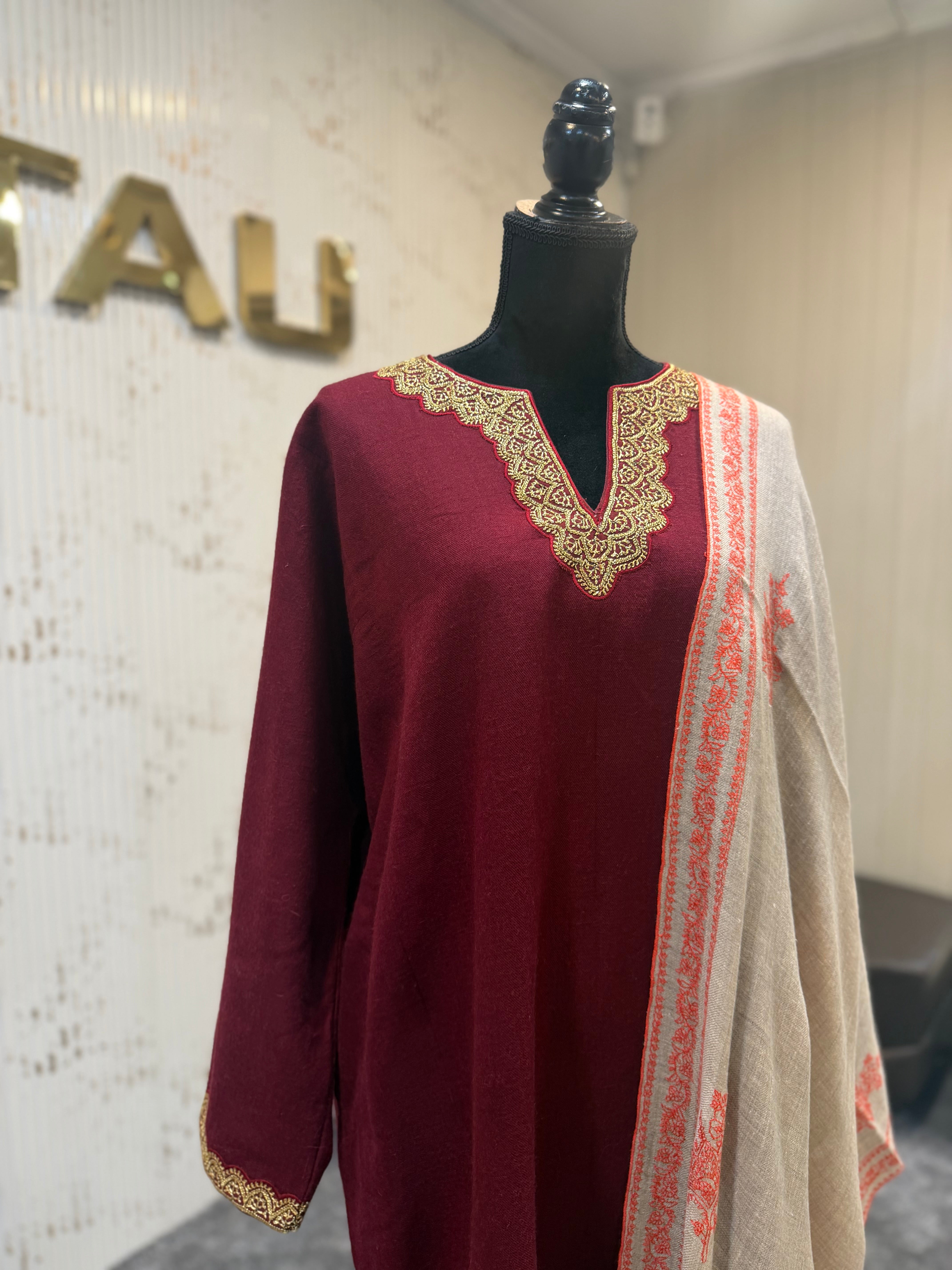 Purepashmina blend 2 pc pheran set pwb550