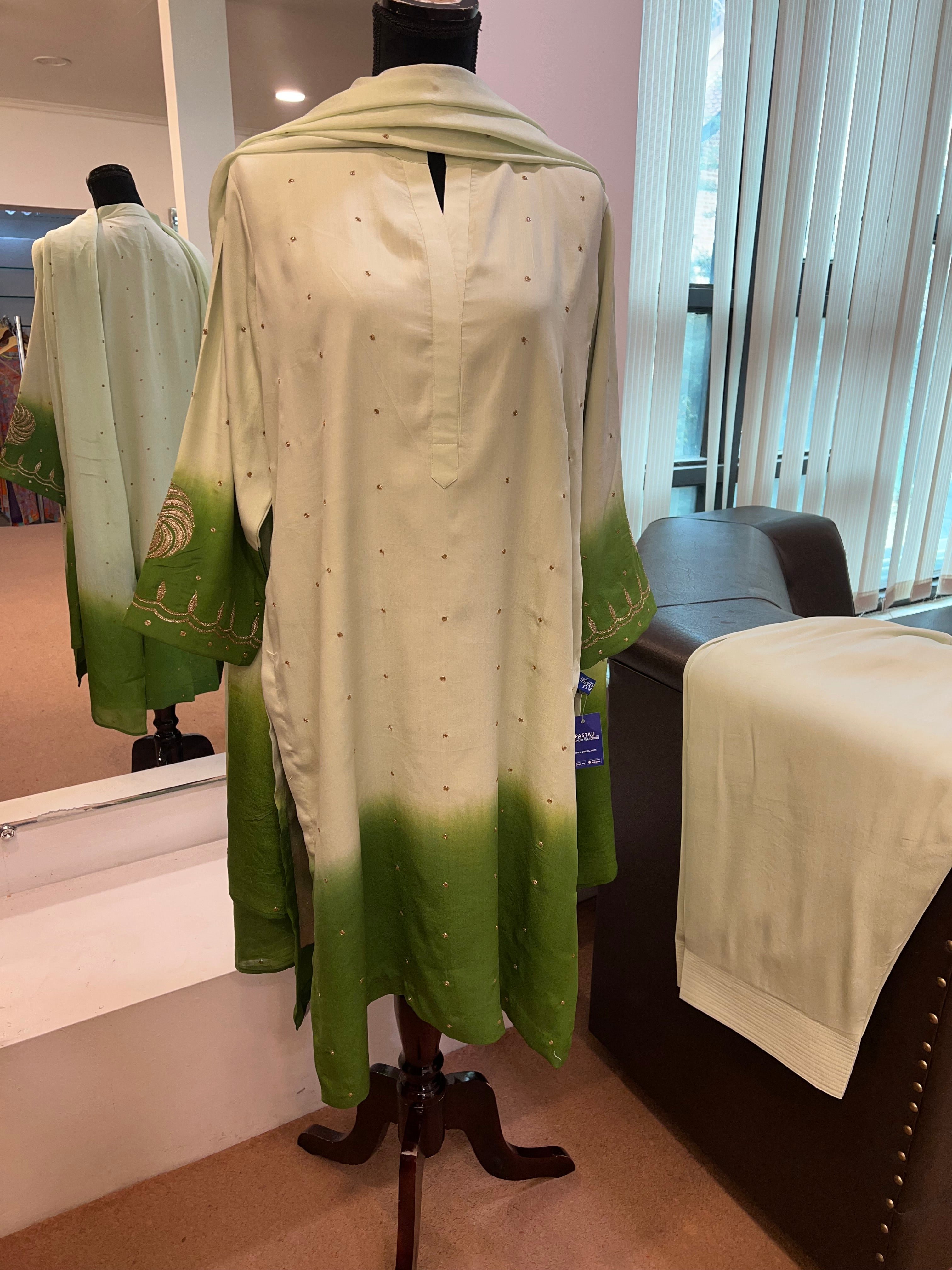 Pure crepe kurta set with Farshi Shalwar MTKS 789