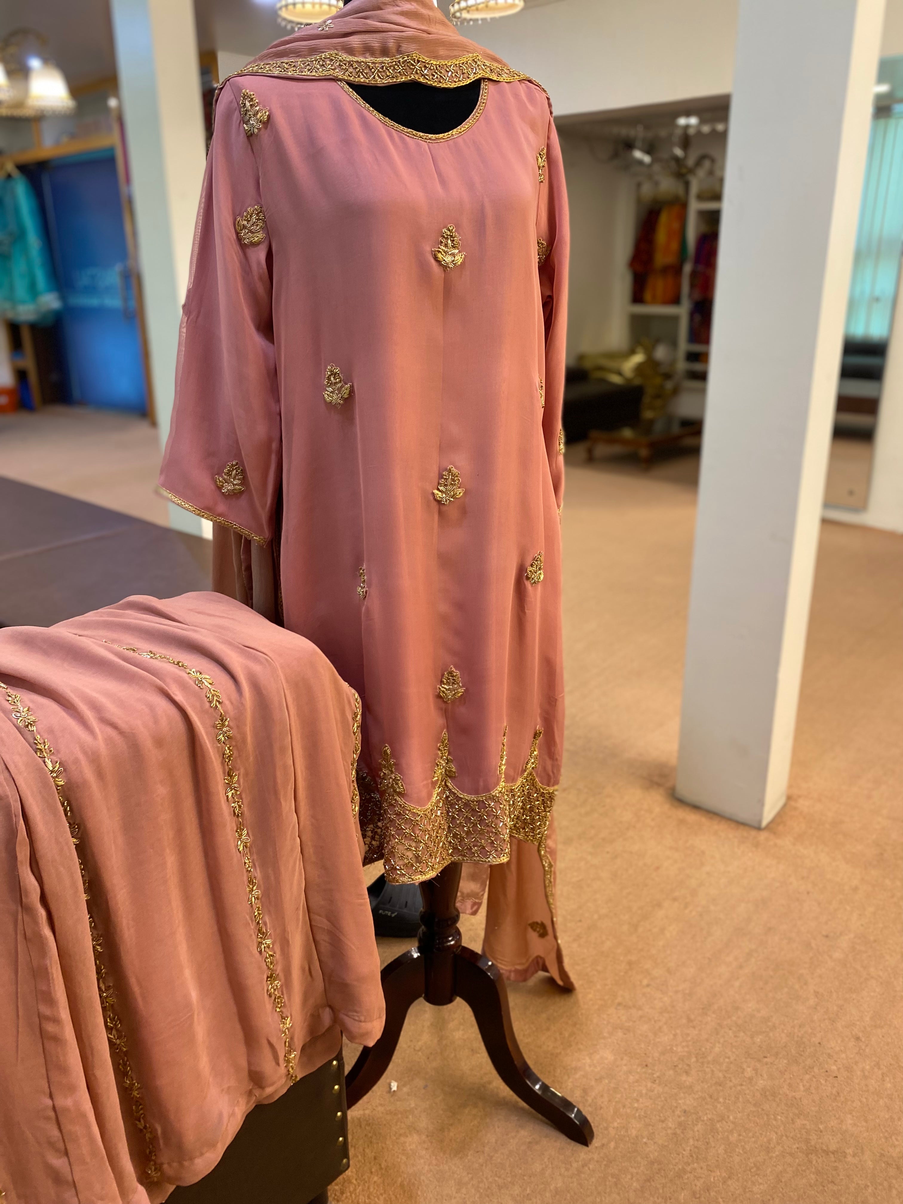 Hand embroidered sharara dress