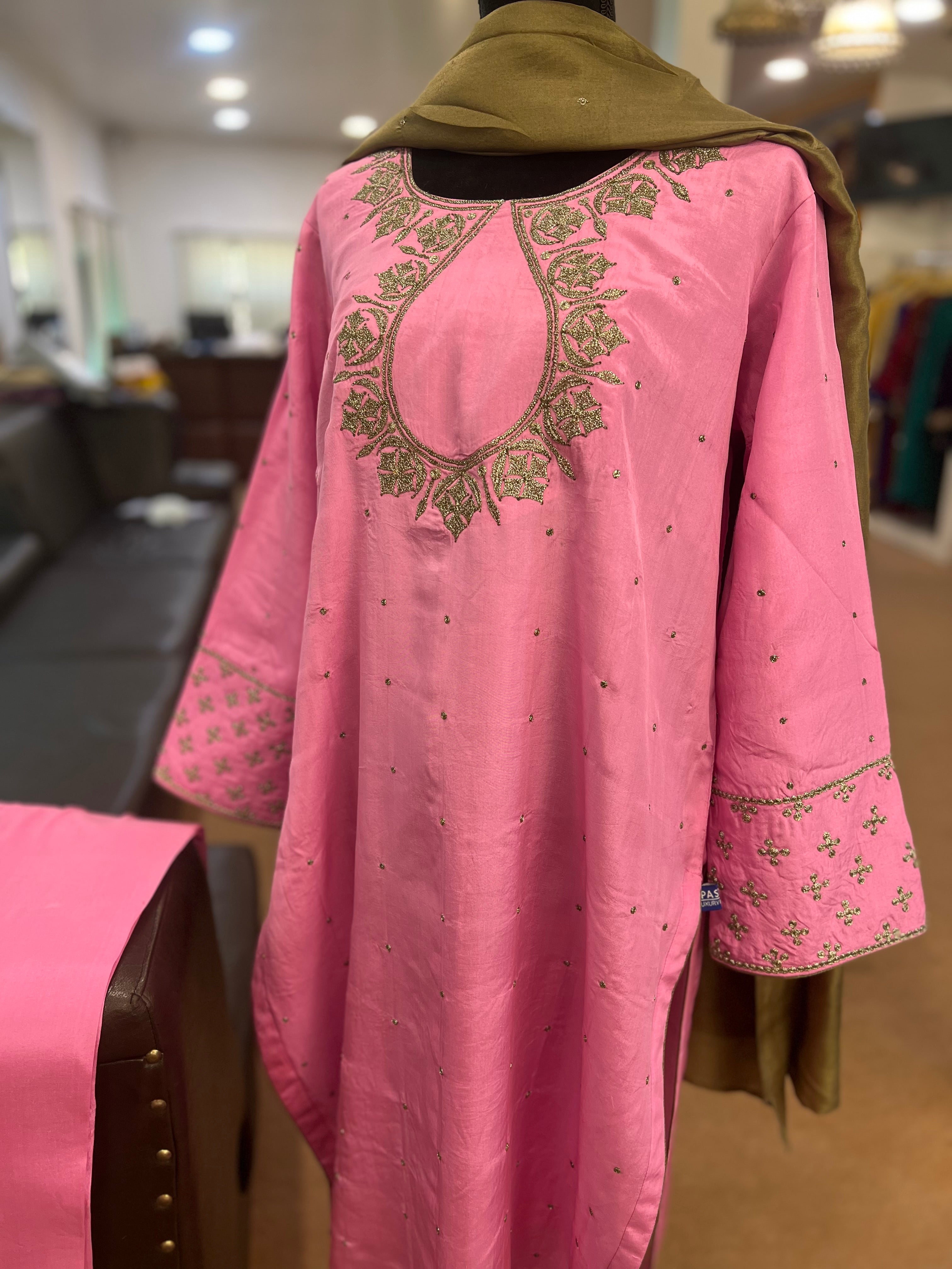 Pure silk kurta set 3pc stitched MTKS 835