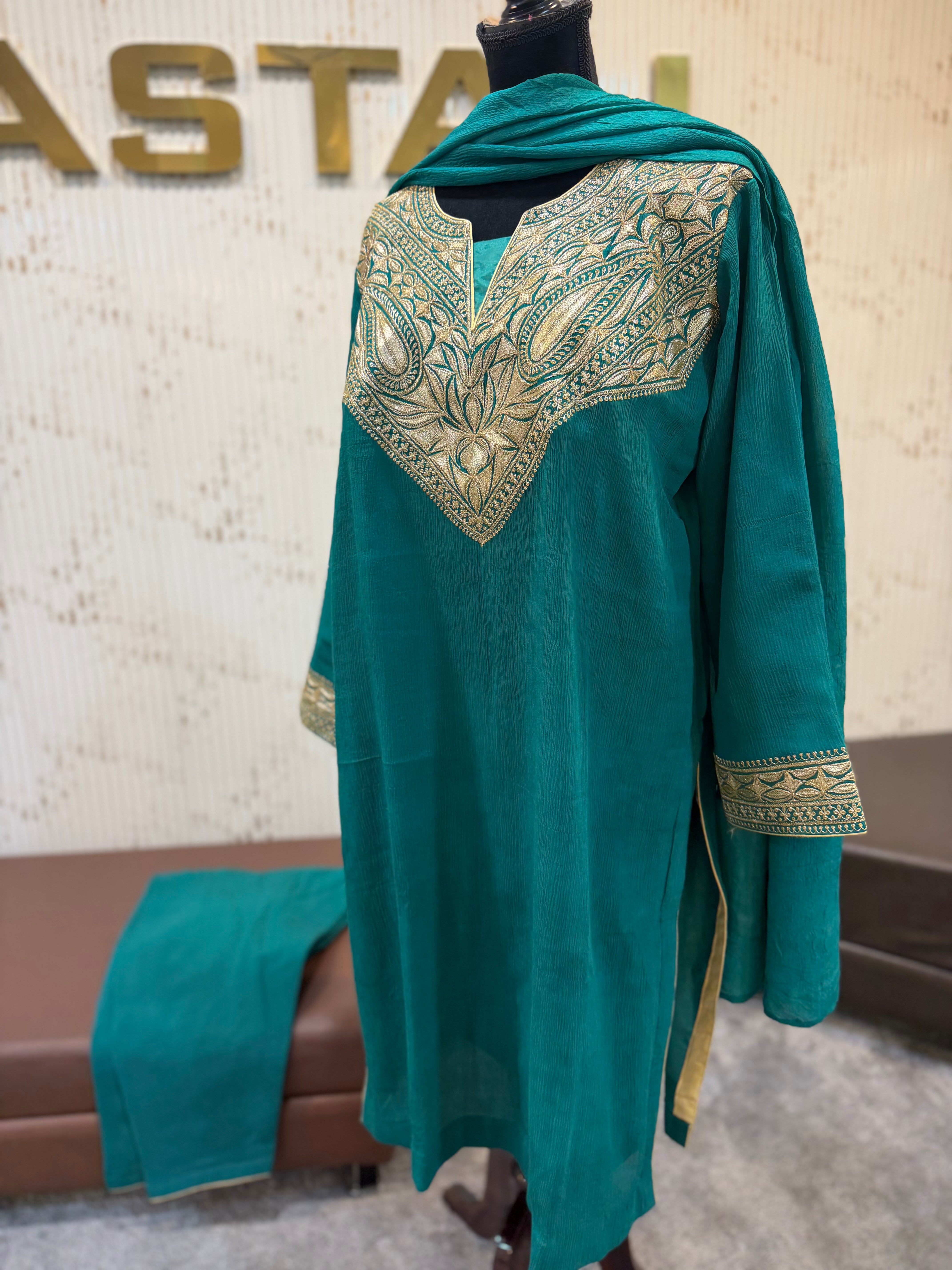 Pure chinnon 3 pc kurta set mtks871