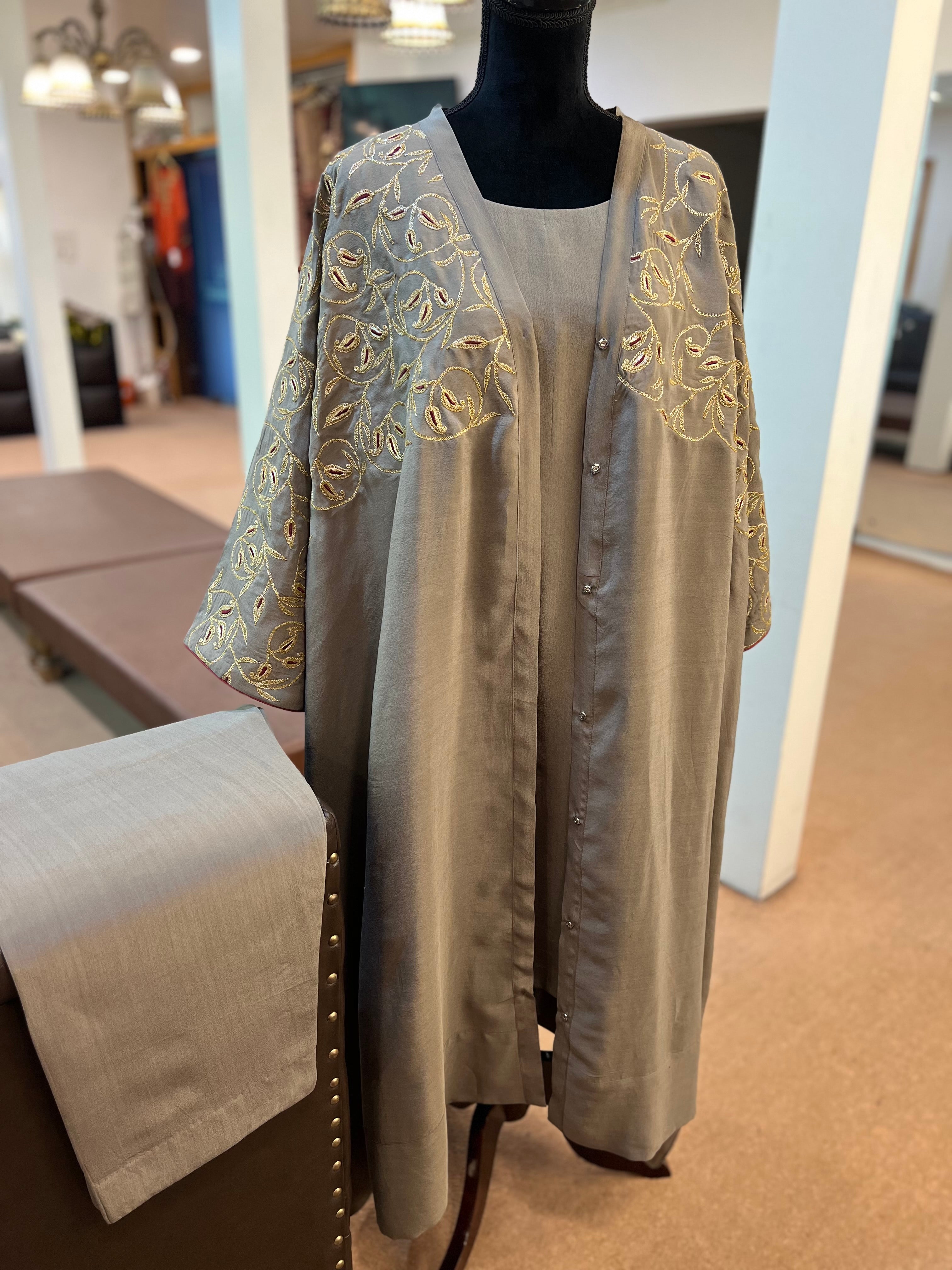 Pure crepe 3pc dress stitched MTKS818