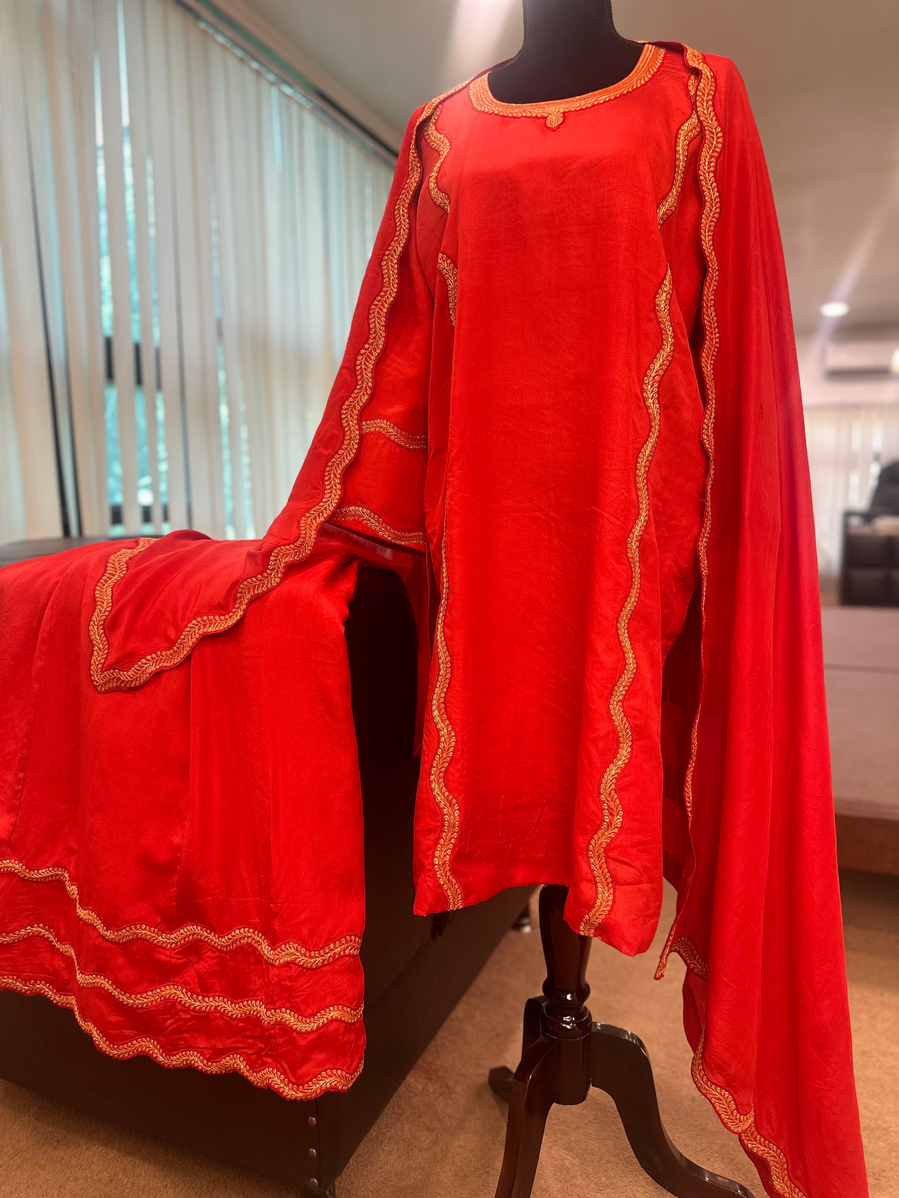 Puresilk tilla sharara dress 3 piece