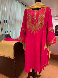 Pure crepe Kashmiri tilla work suit mtks779
