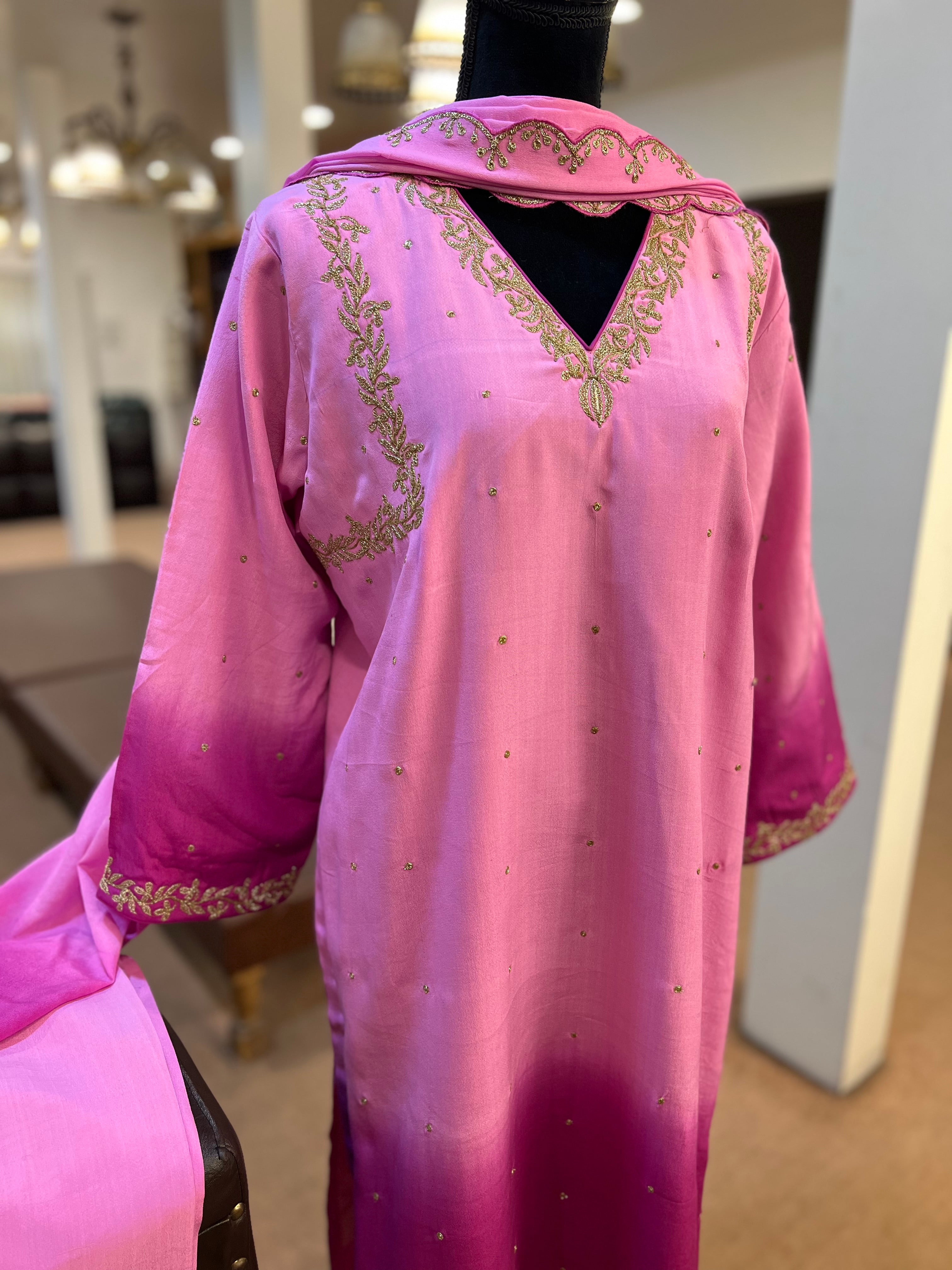 Pure crepe kurta set 3pc stitched MTKS816