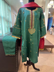 Pure crepe green 3 pc