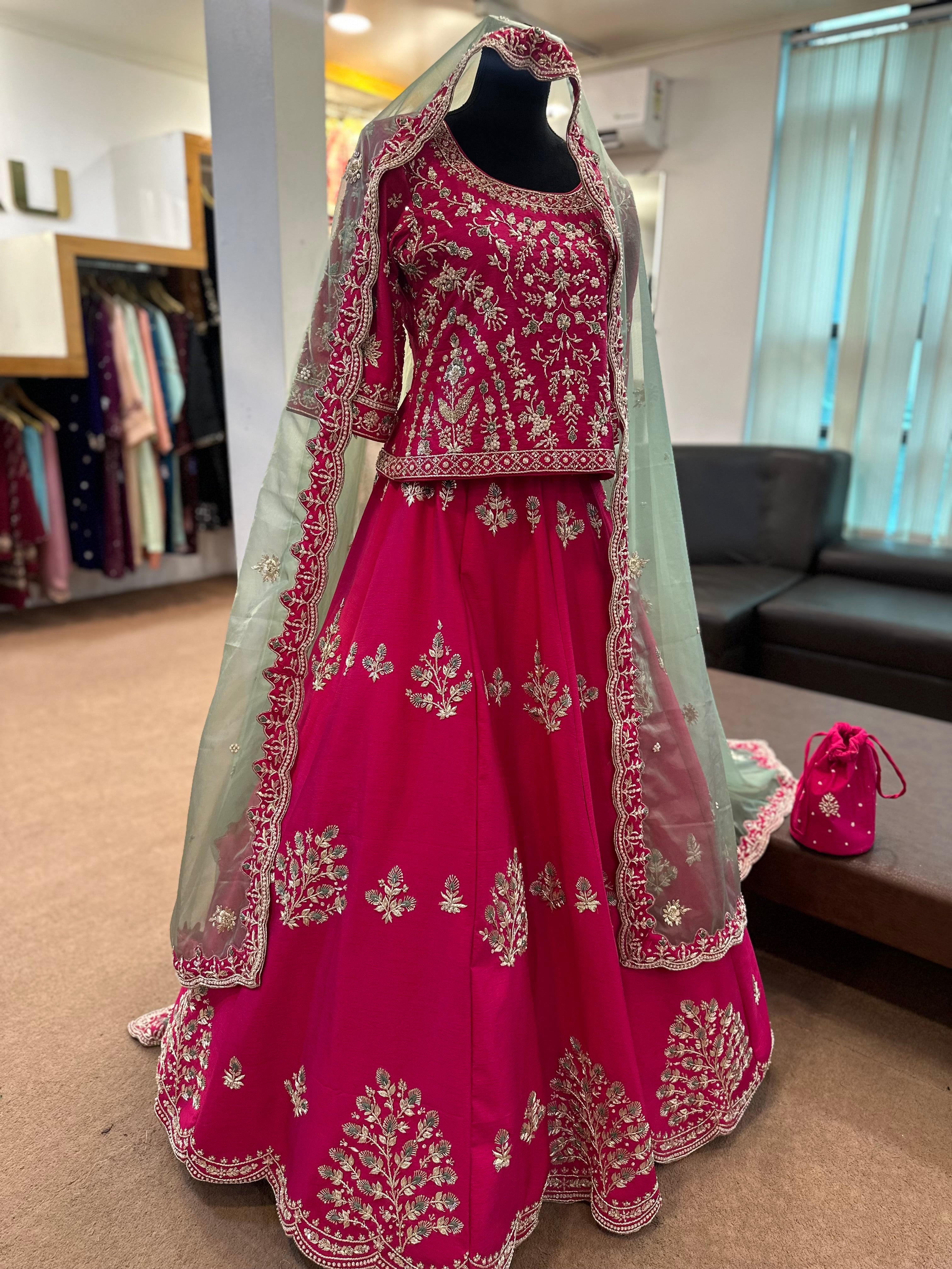 Raw silk lehanga pink