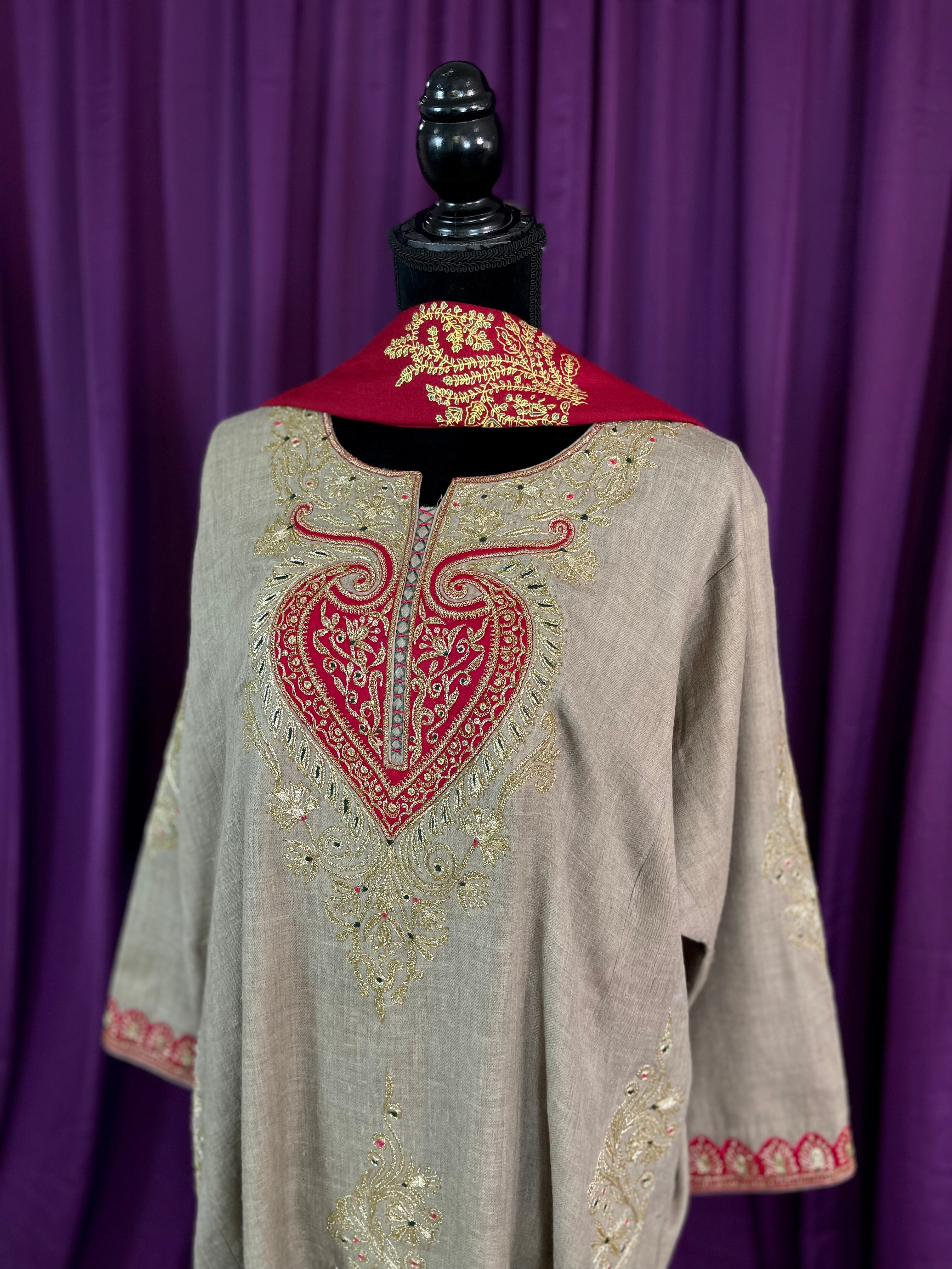 Purepashmina blend pheran set pwb495