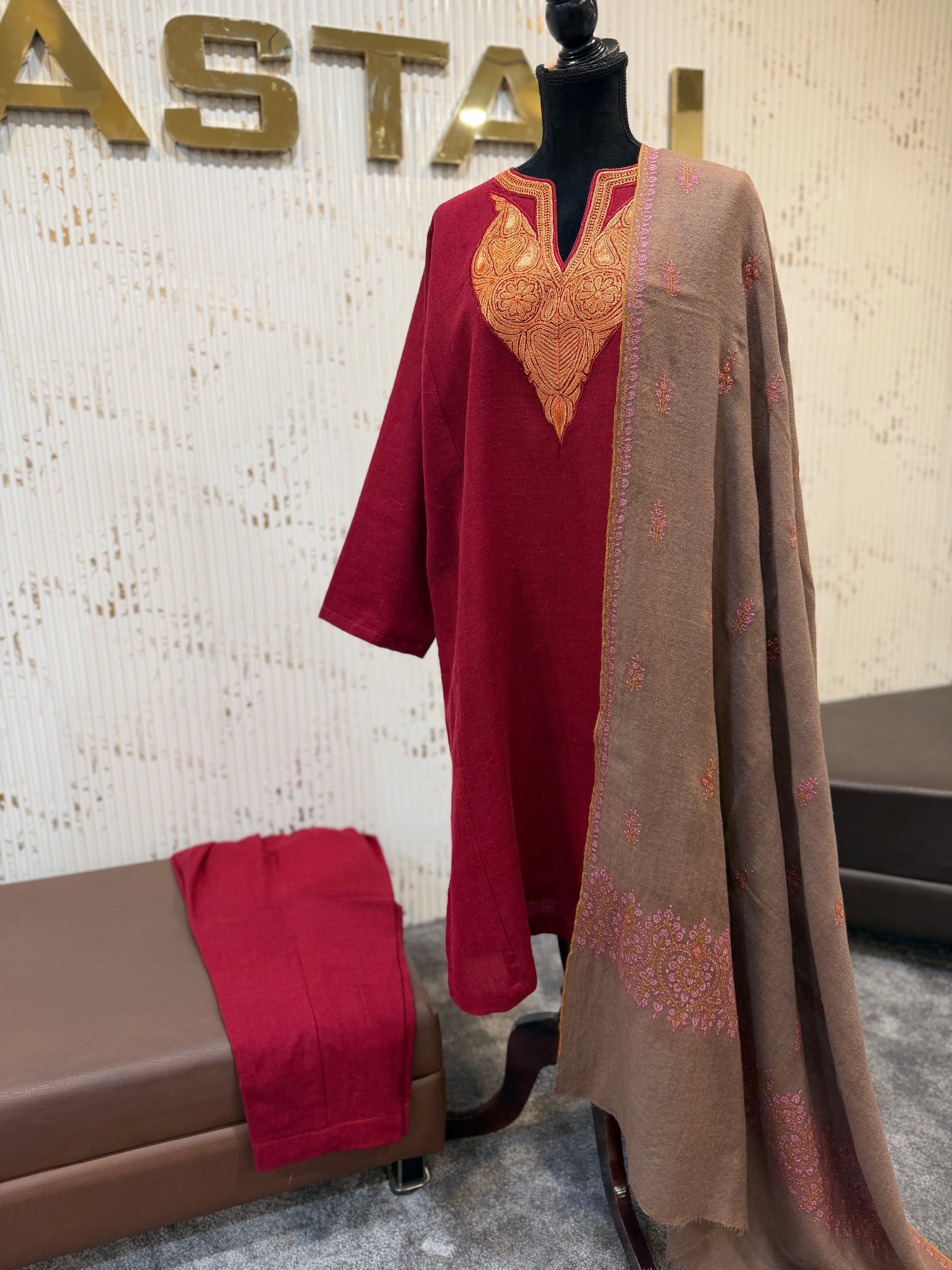 Purepashmina blend pherann set pwb 548