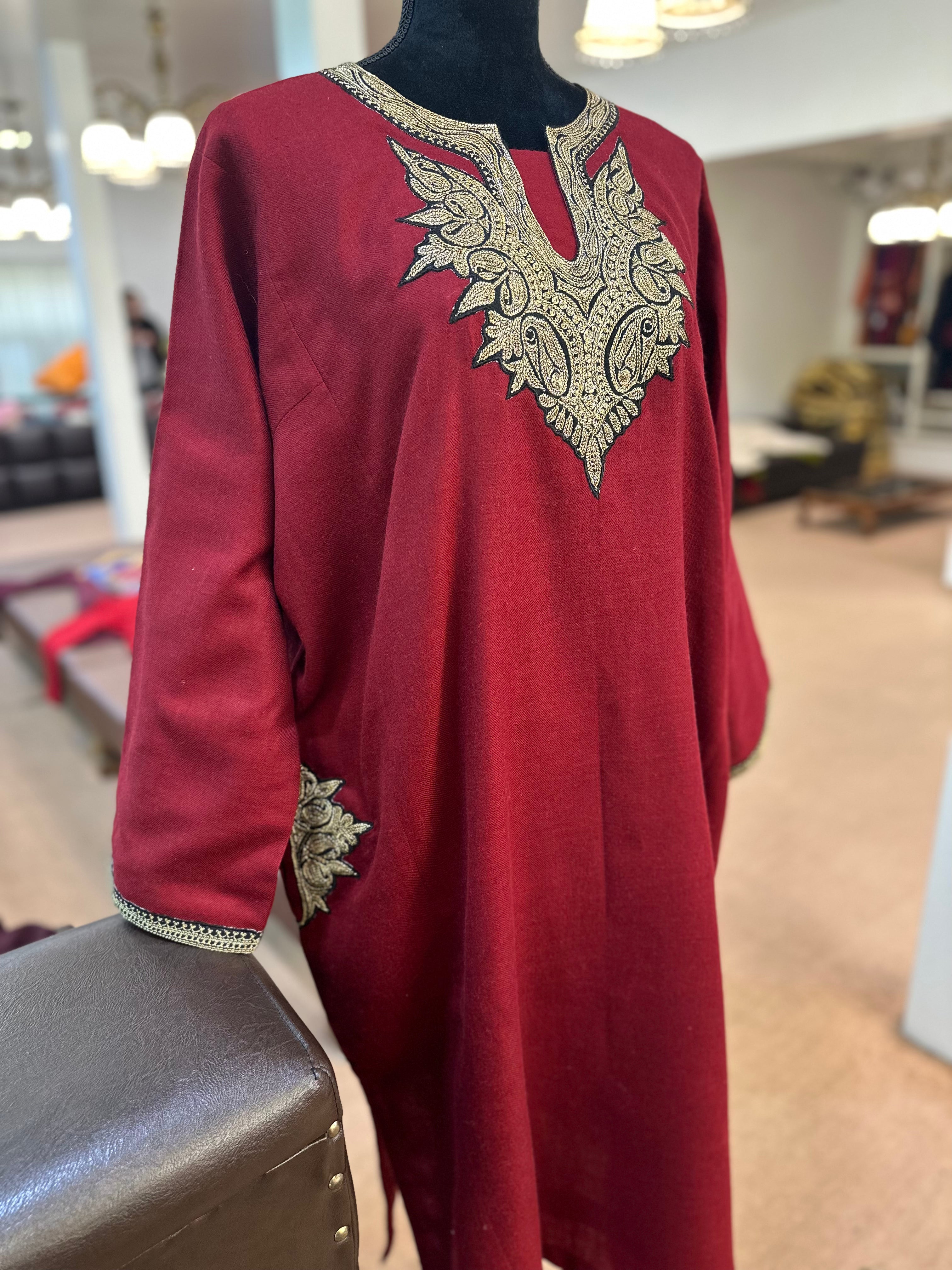 Pure pashmina blend hand tilla pheran