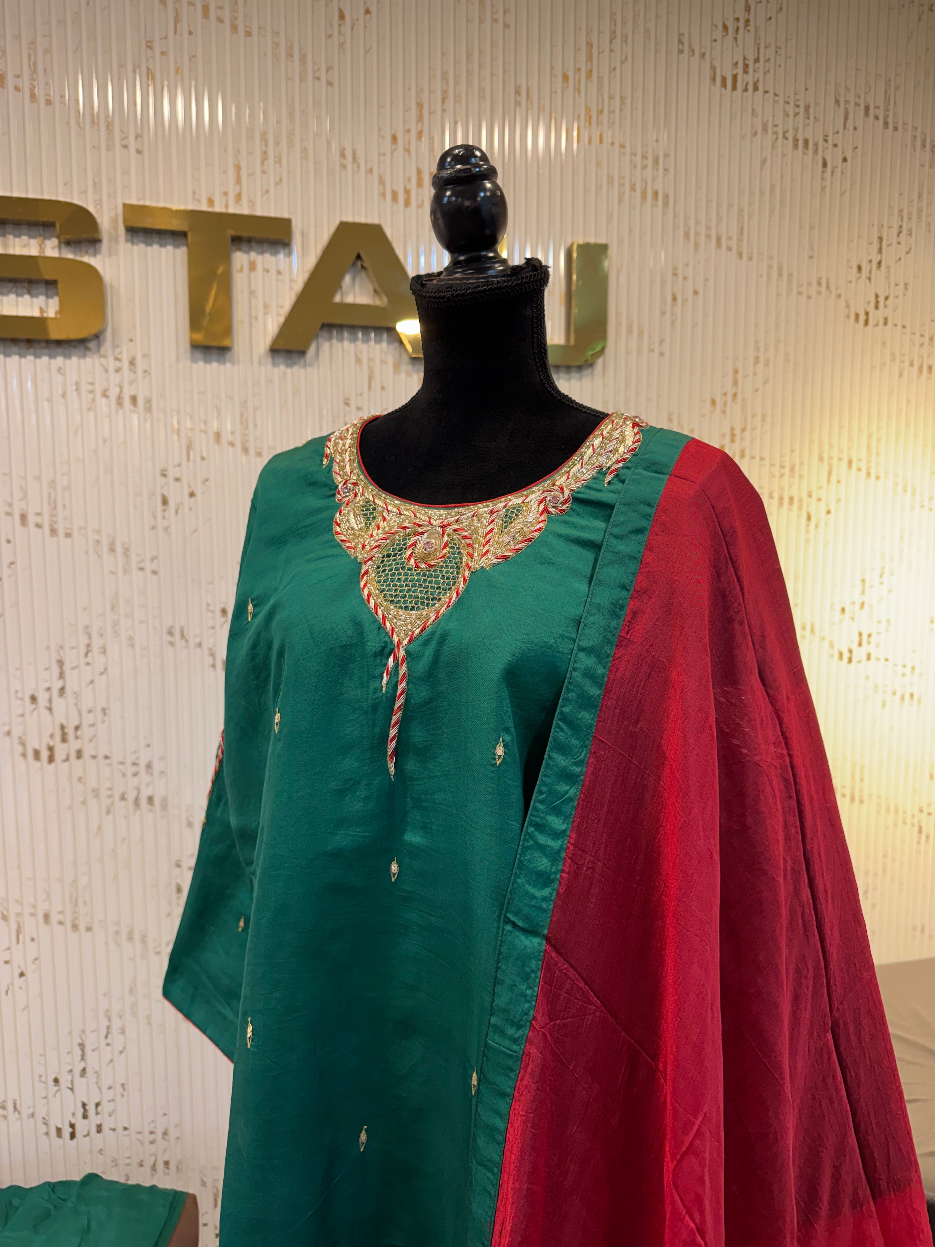 Puresilk handwork 3 pc kurta set