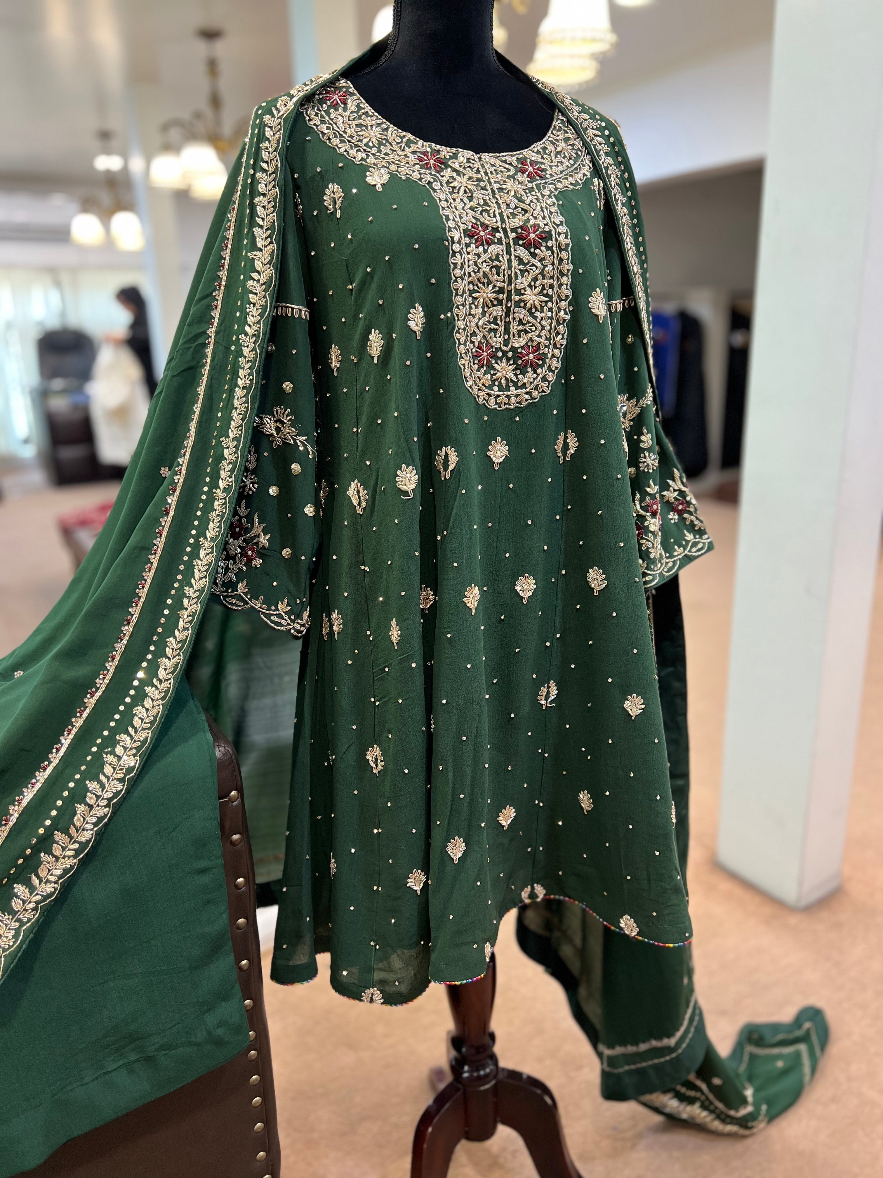 Hand embroidered kali dress 3pc stitched