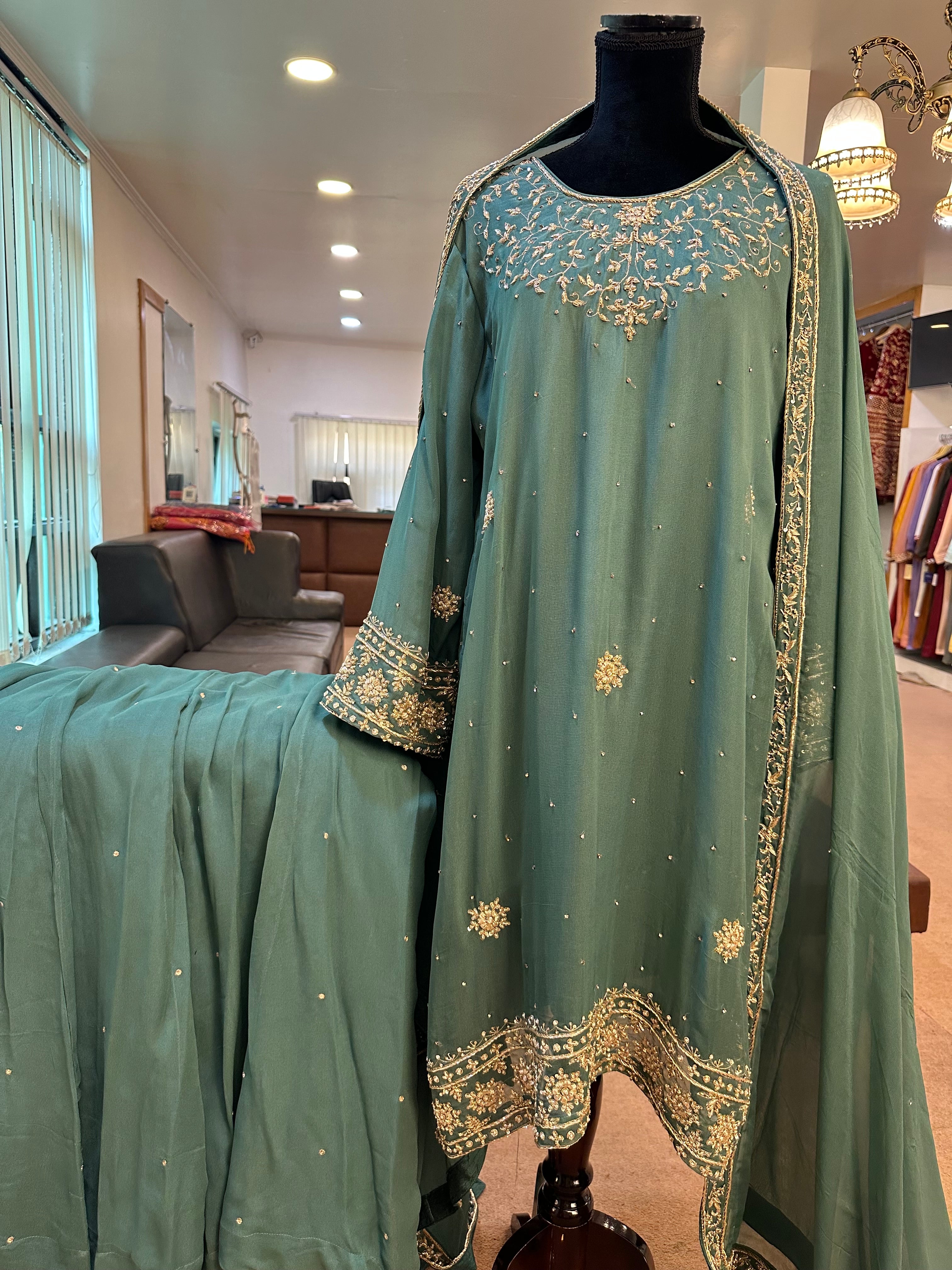 Sharara dress handembroidered