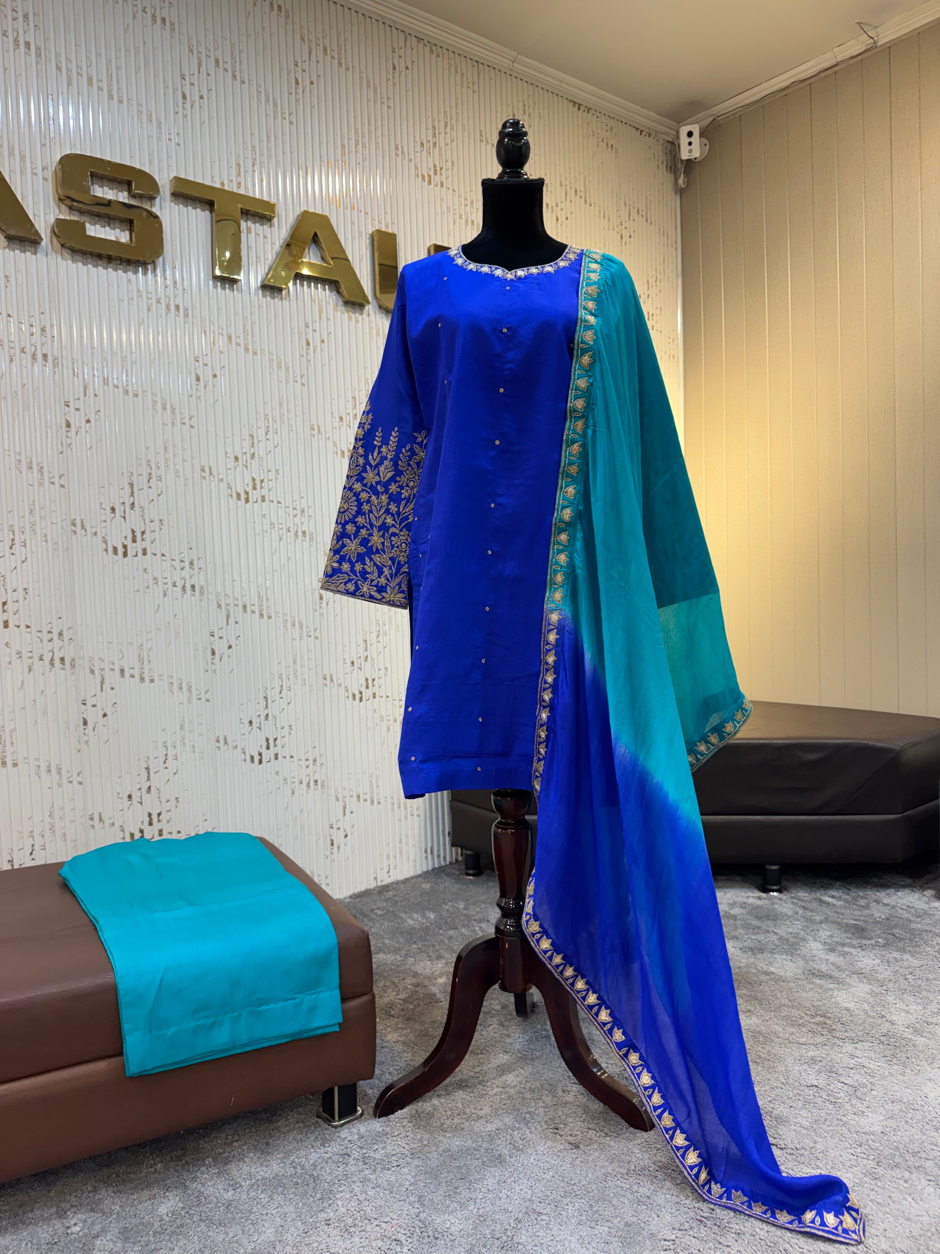 Blue Pure Silk 3PC