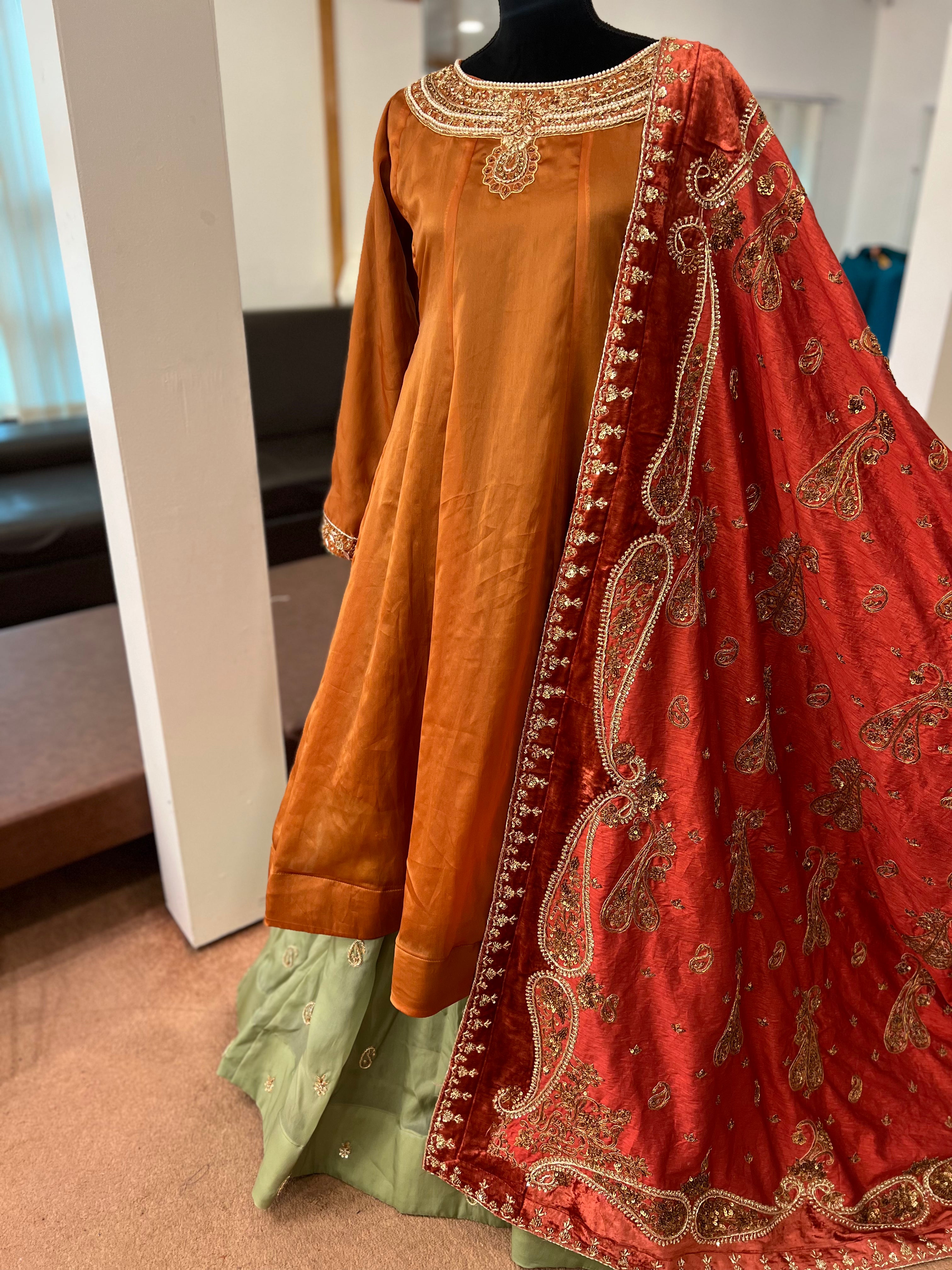 Hand embroidered bridal dress