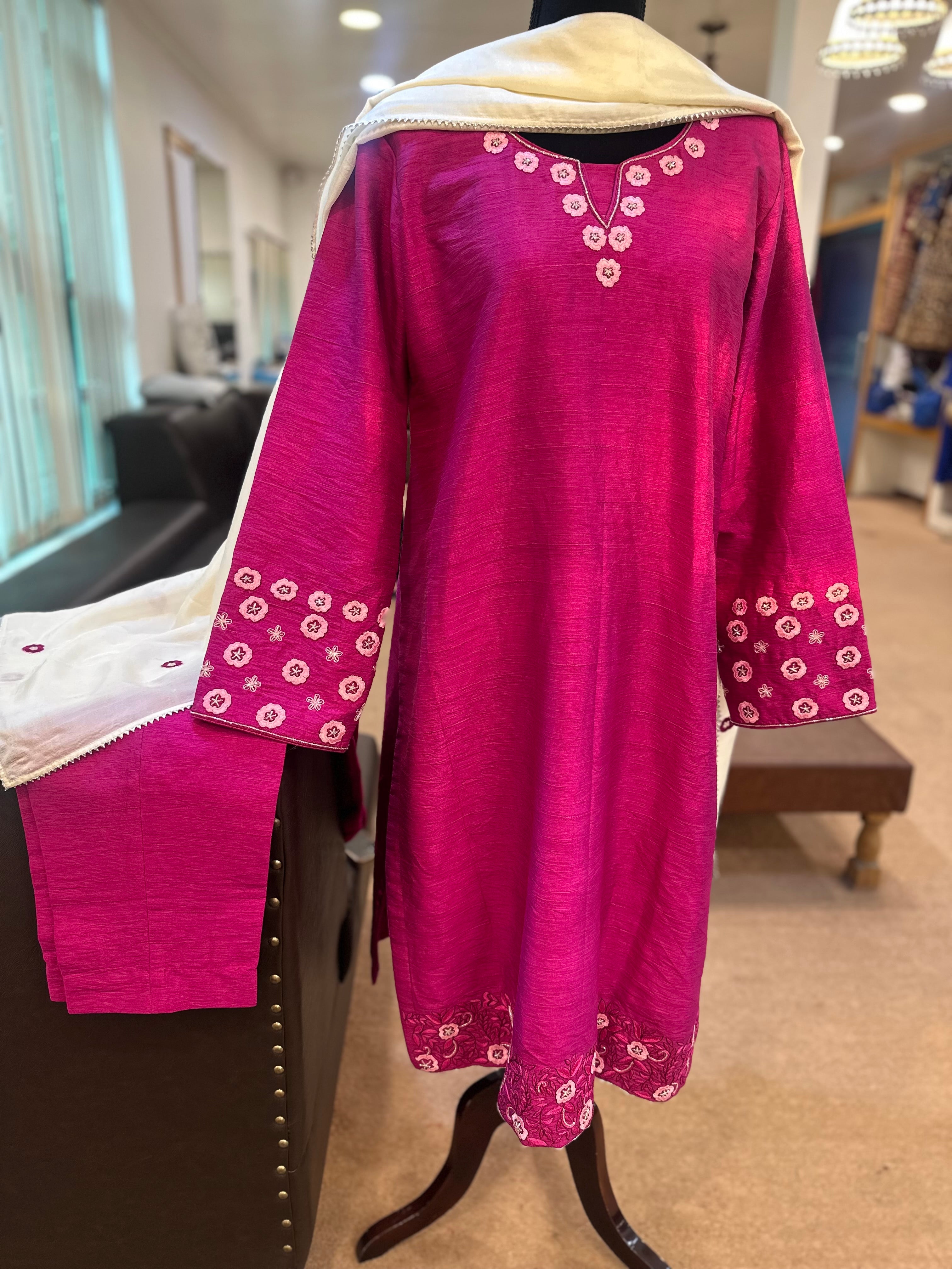 Handwork raw silk 3 pc