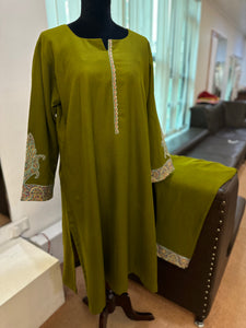 Pure pashmina blend hand sozni kurta set 2pc pwb278