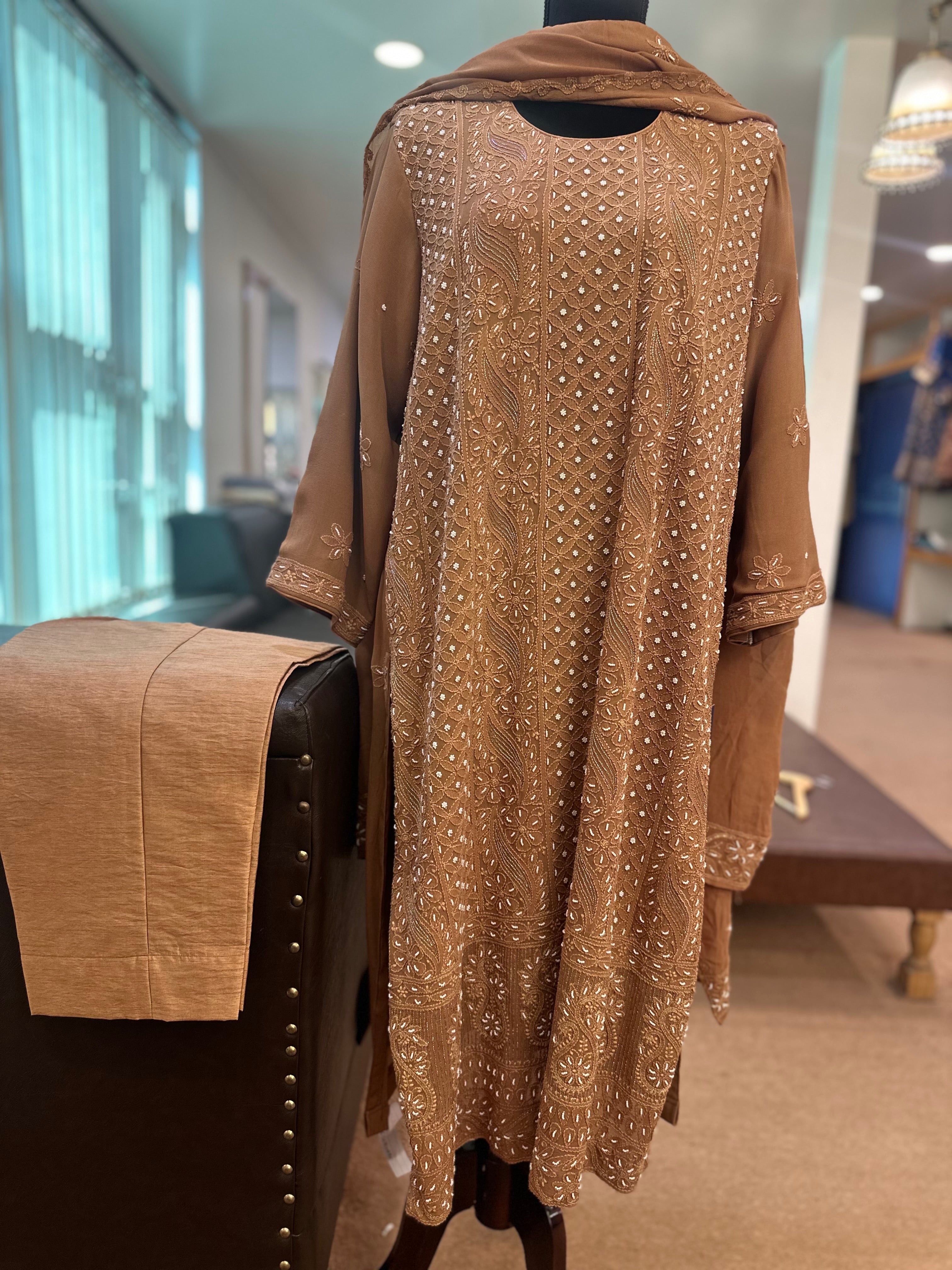 Chickenwork kurta set 3 piece pbks857